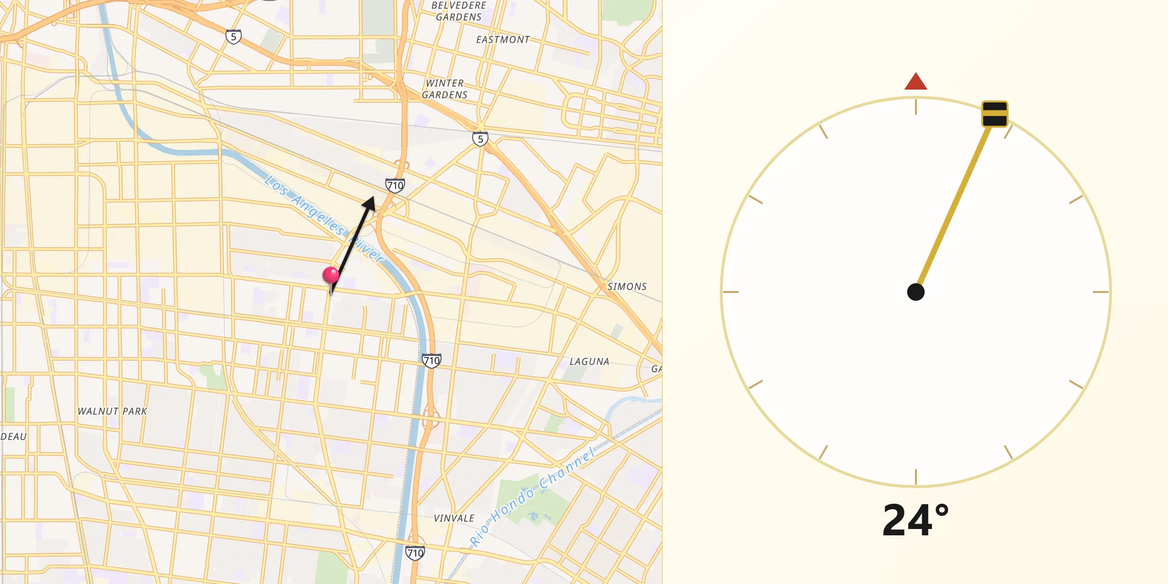 Qibla Direction from Maywood