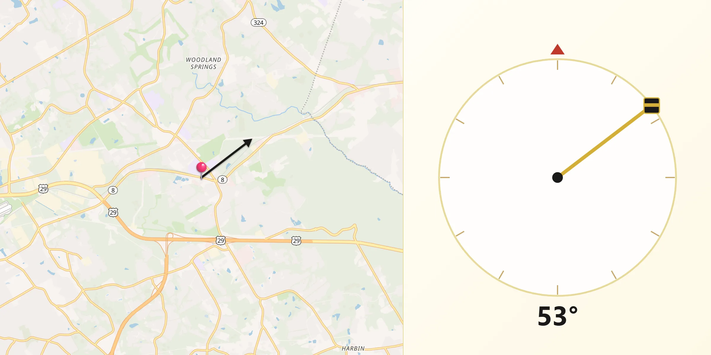 Qibla Direction from Dacula