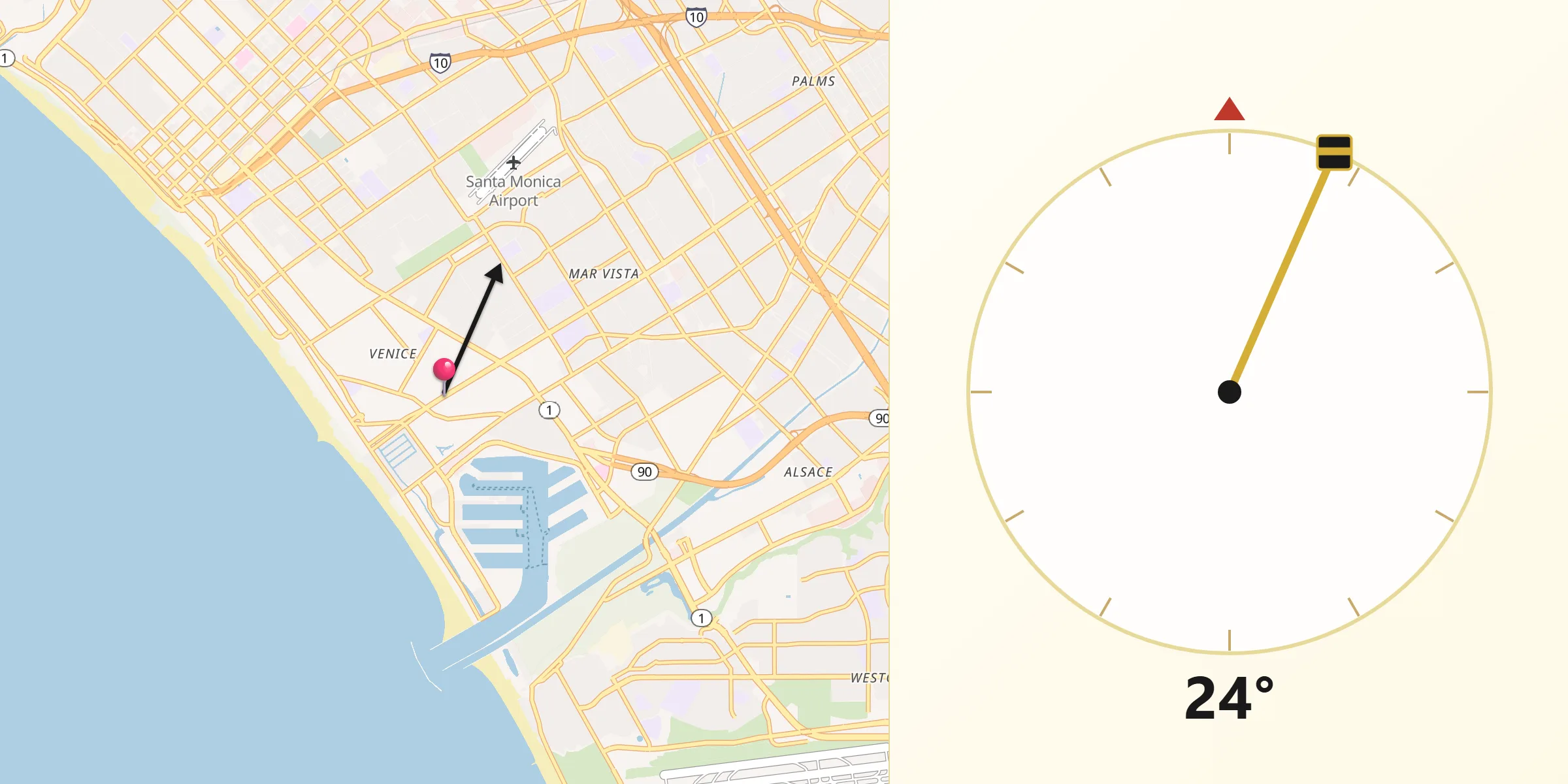 Qibla Direction from Venice