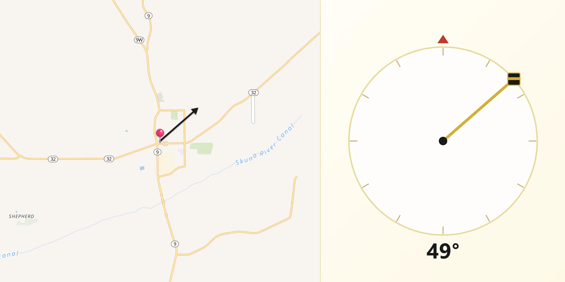 Qibla Direction from Bruce