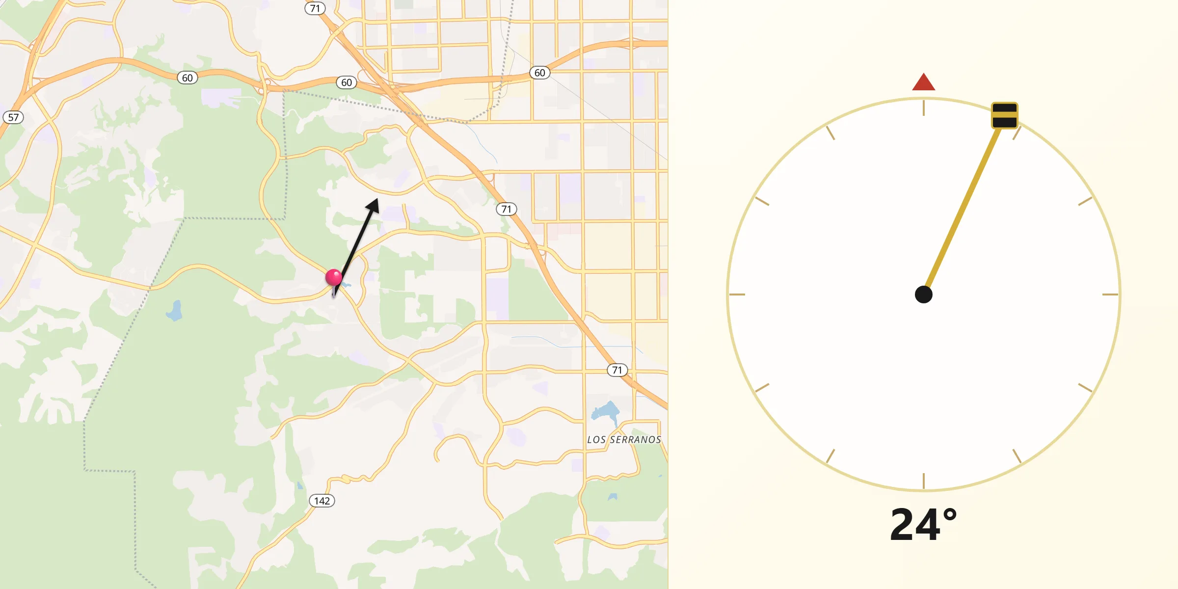 Qibla Direction from Chino Hills
