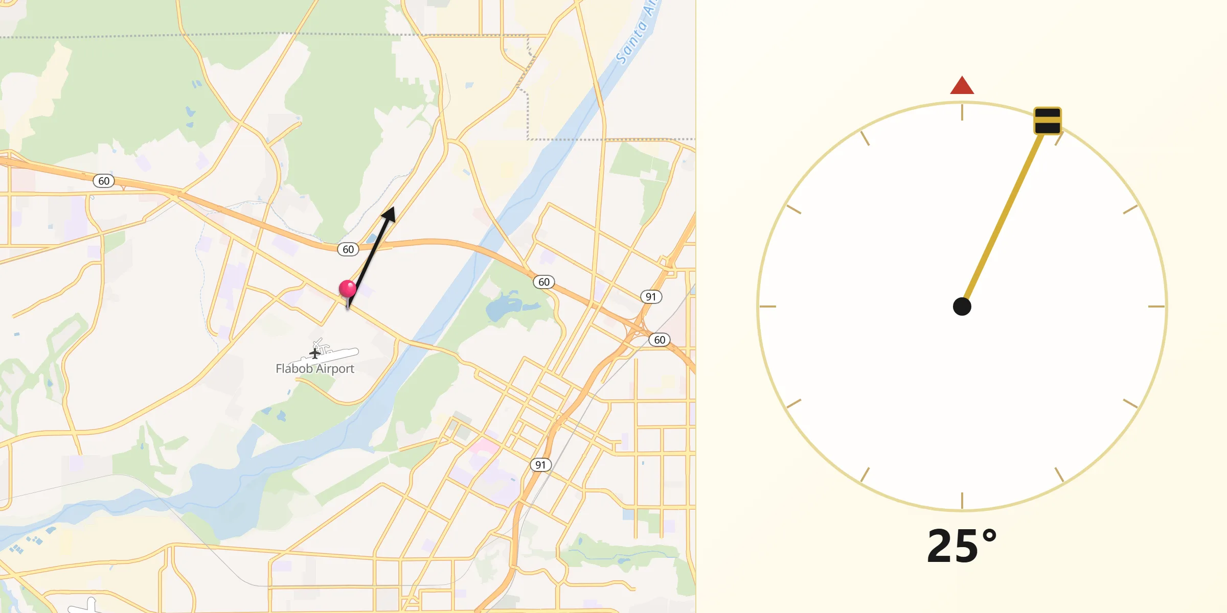 Qibla Direction from Rubidoux