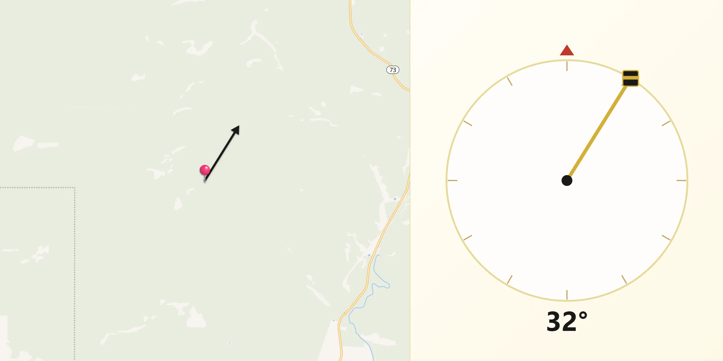 Qibla Direction from North Fork