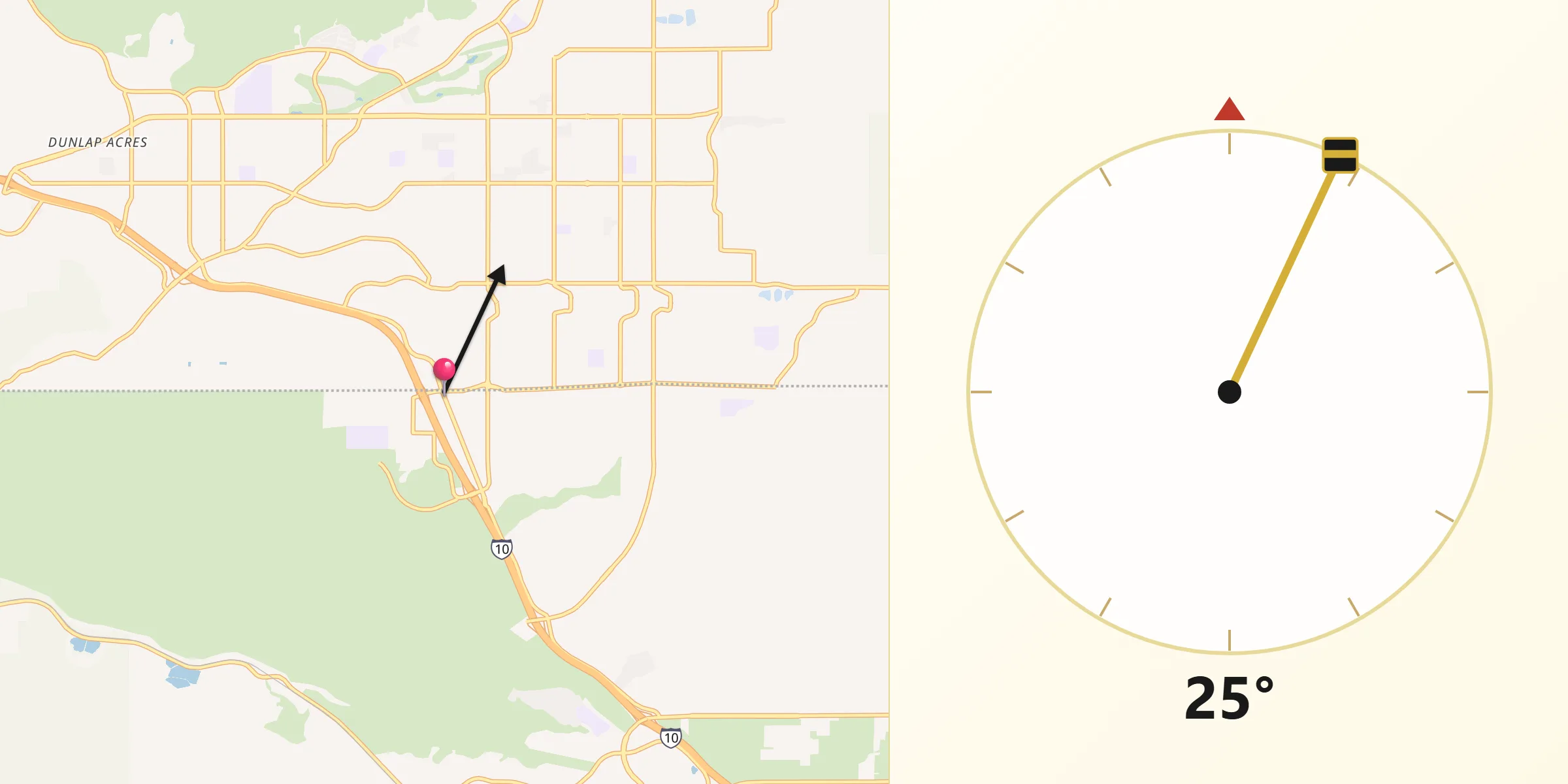 Qibla Direction from Calimesa