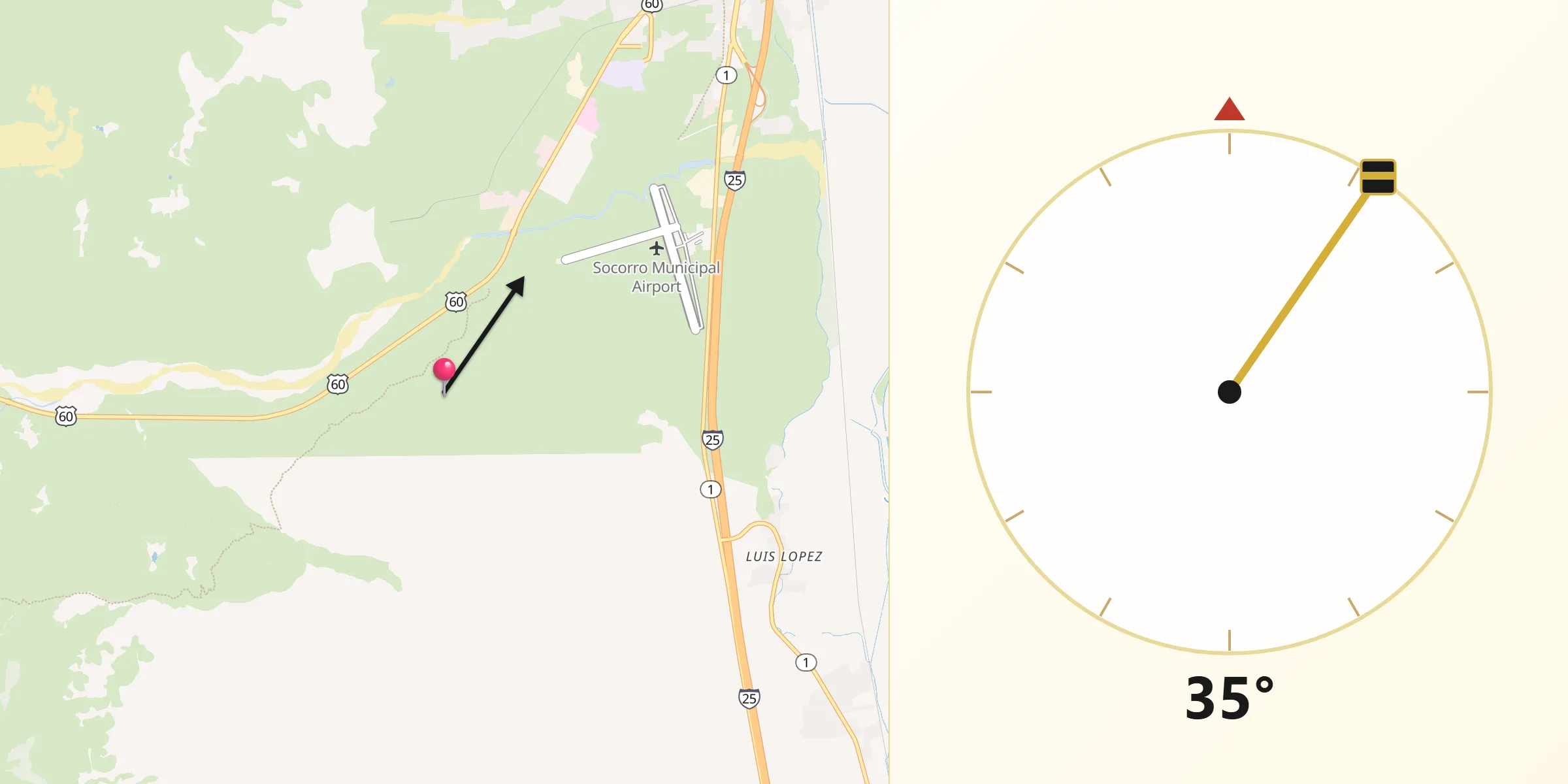 Qibla Direction from Socorro County