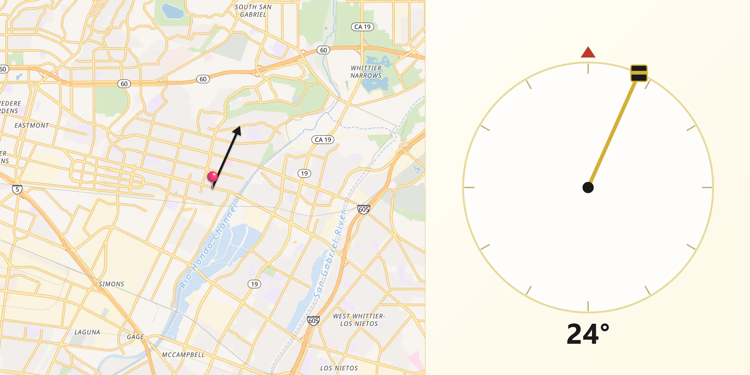 Qibla Direction from Montebello