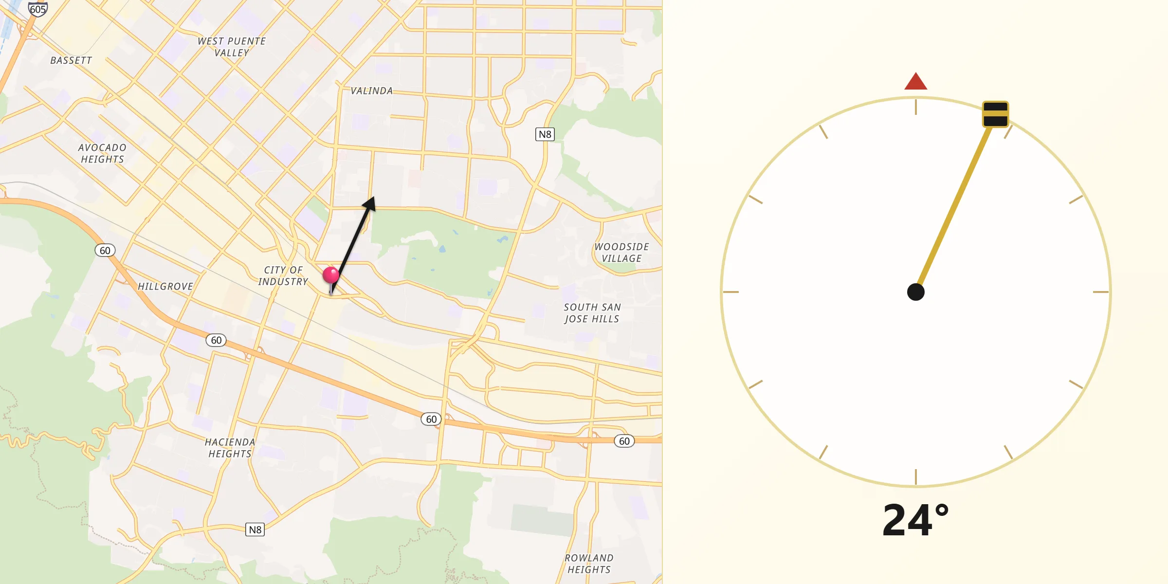 Qibla Direction from City of Industry