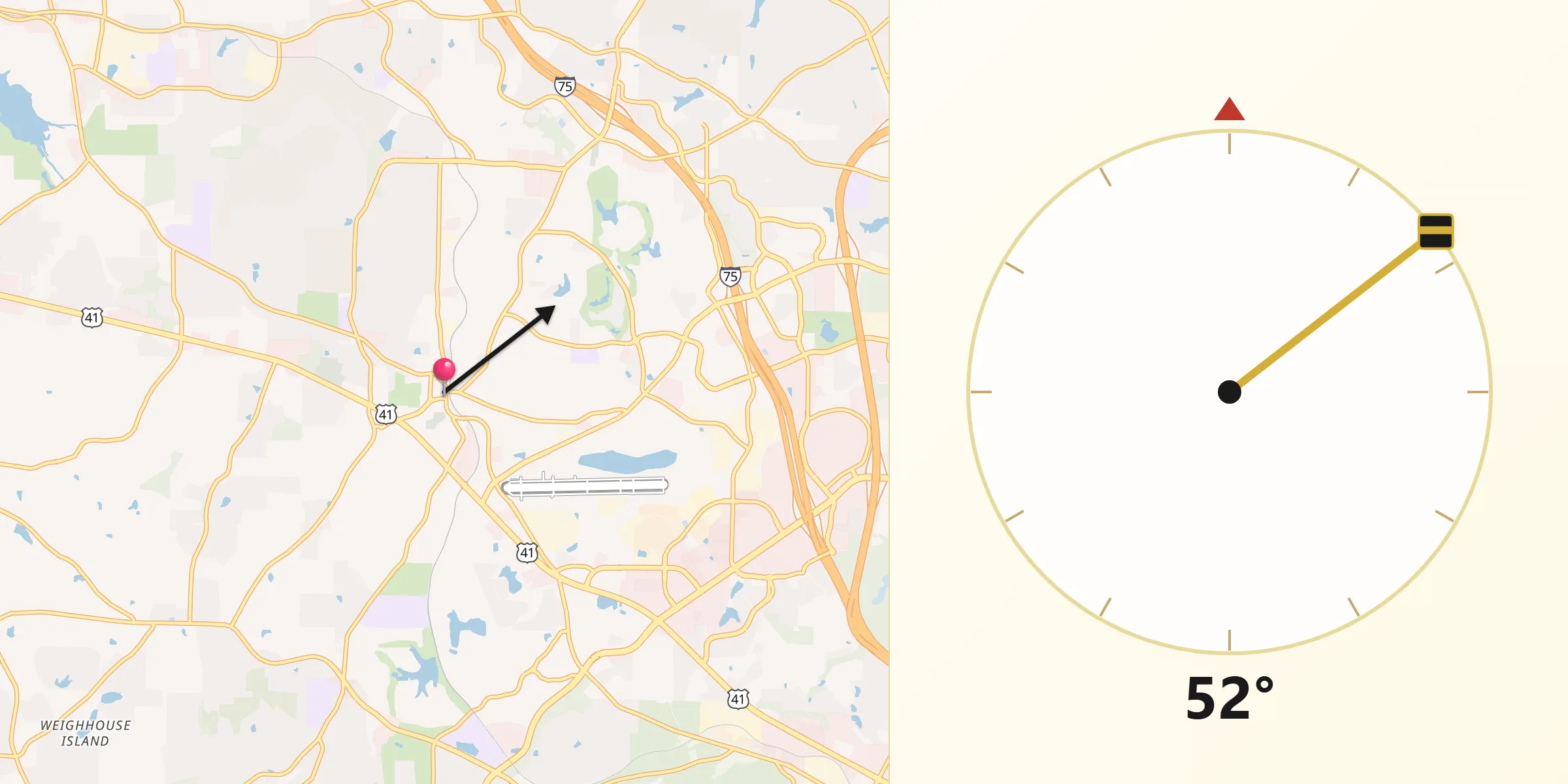 Qibla Direction from Kennesaw
