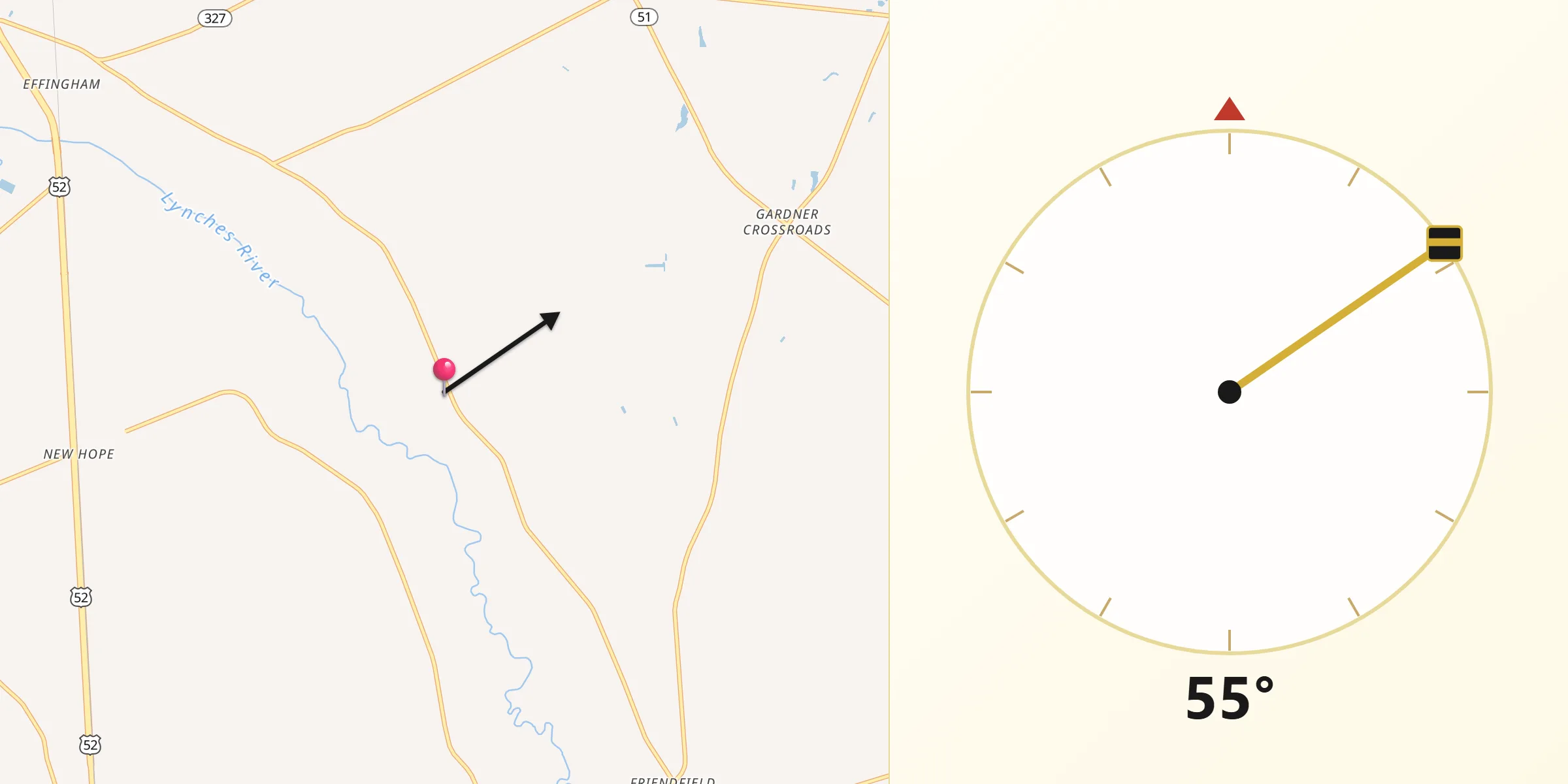 Qibla Direction from Florence County