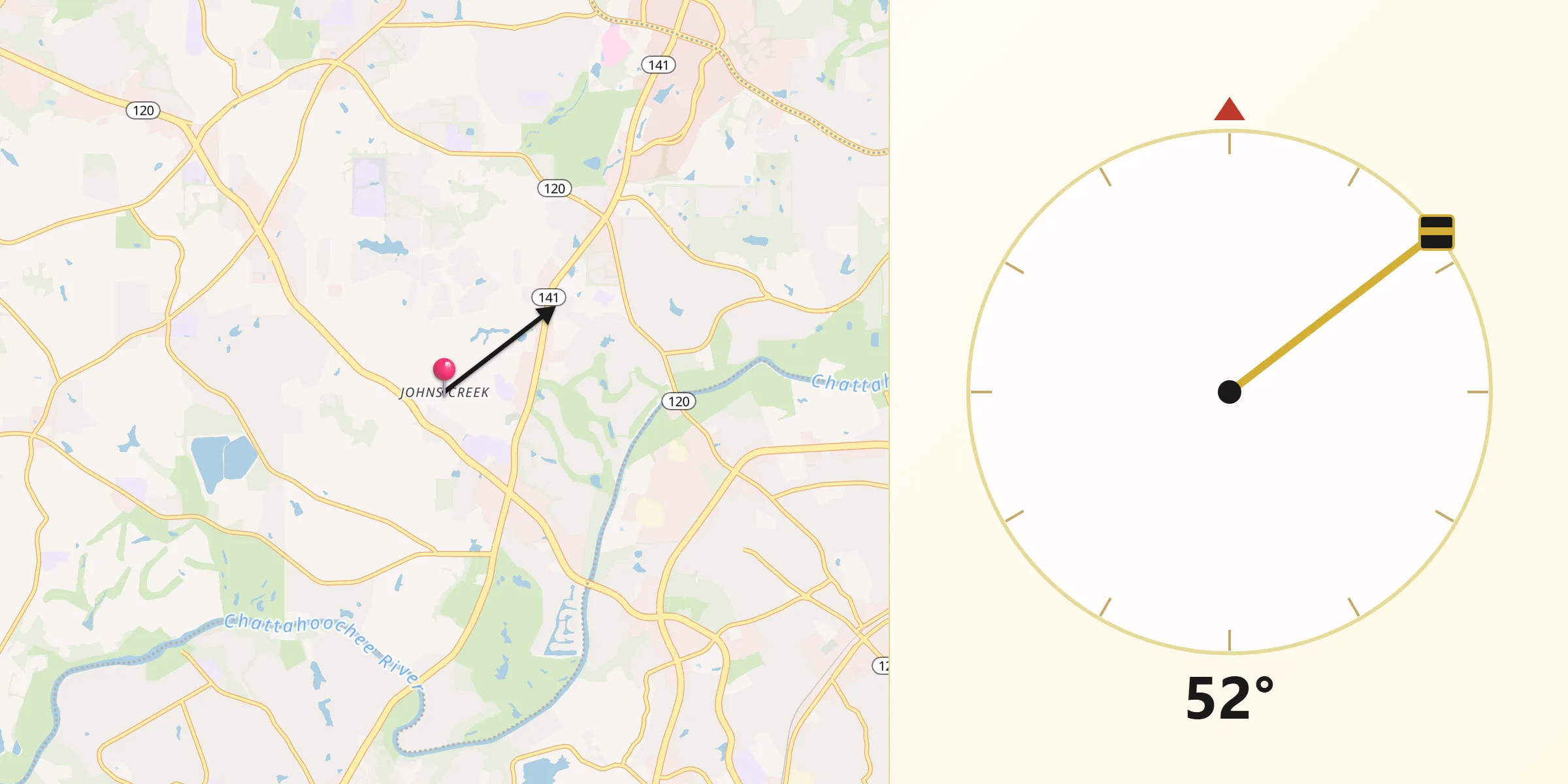 Qibla Direction from Johns Creek