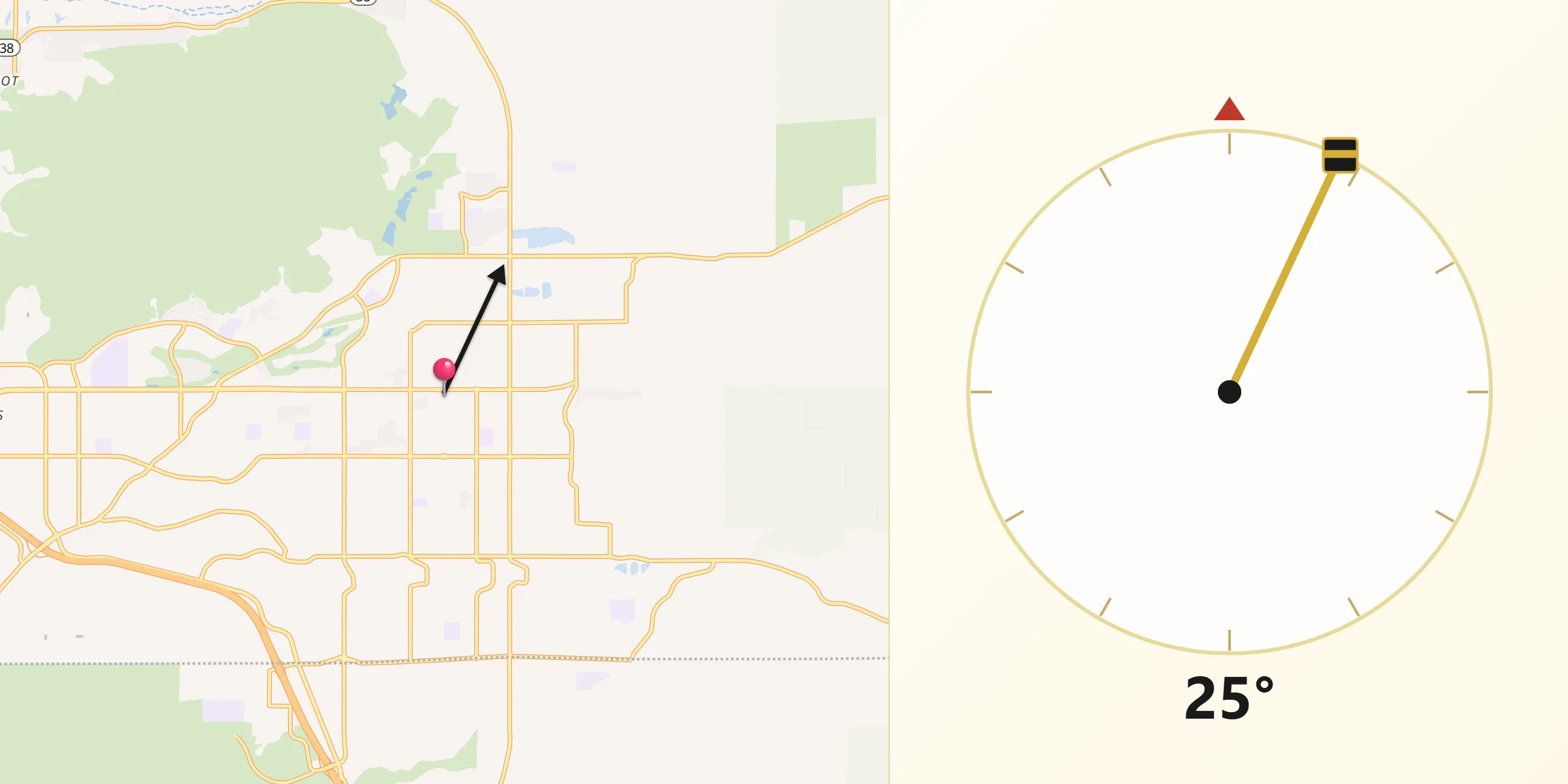Qibla Direction from Yucaipa