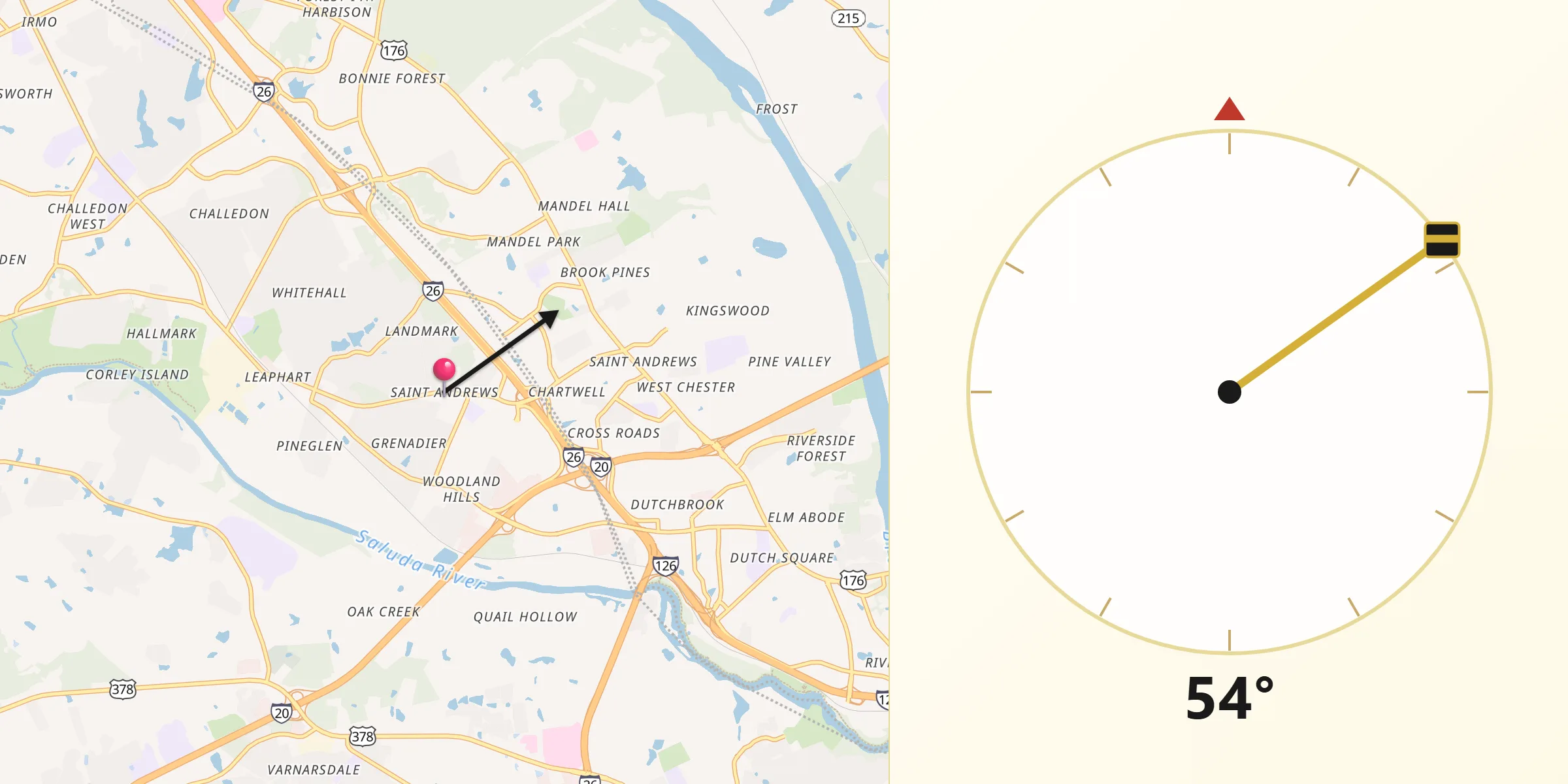 Qibla Direction from Saint Andrews