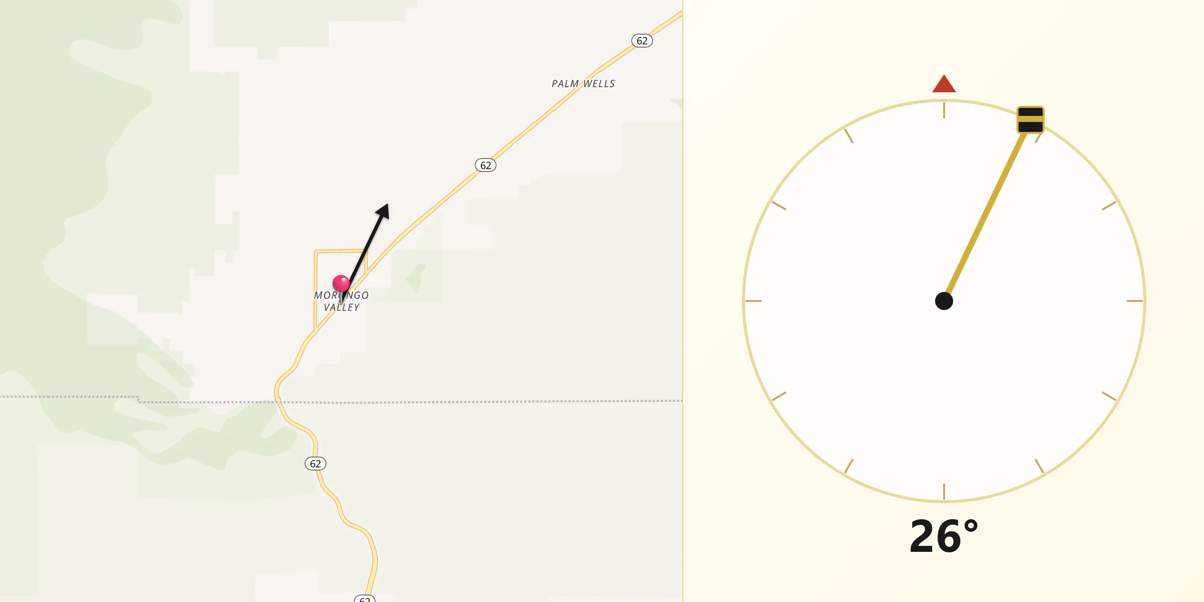 Qibla Direction from Morongo Valley