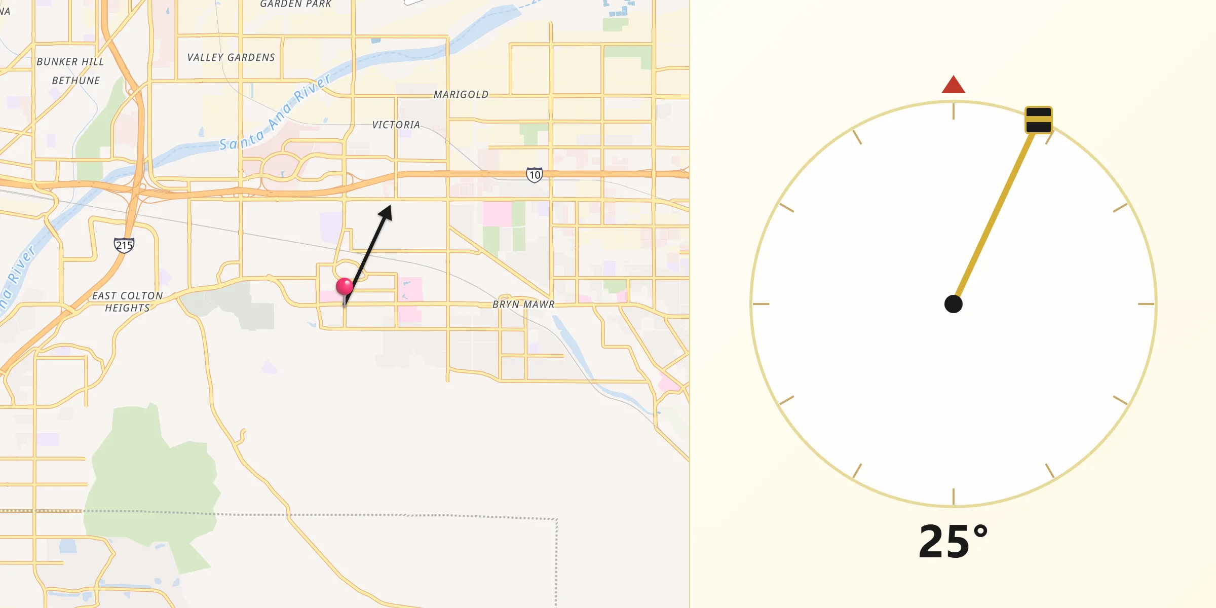 Qibla Direction from Loma Linda