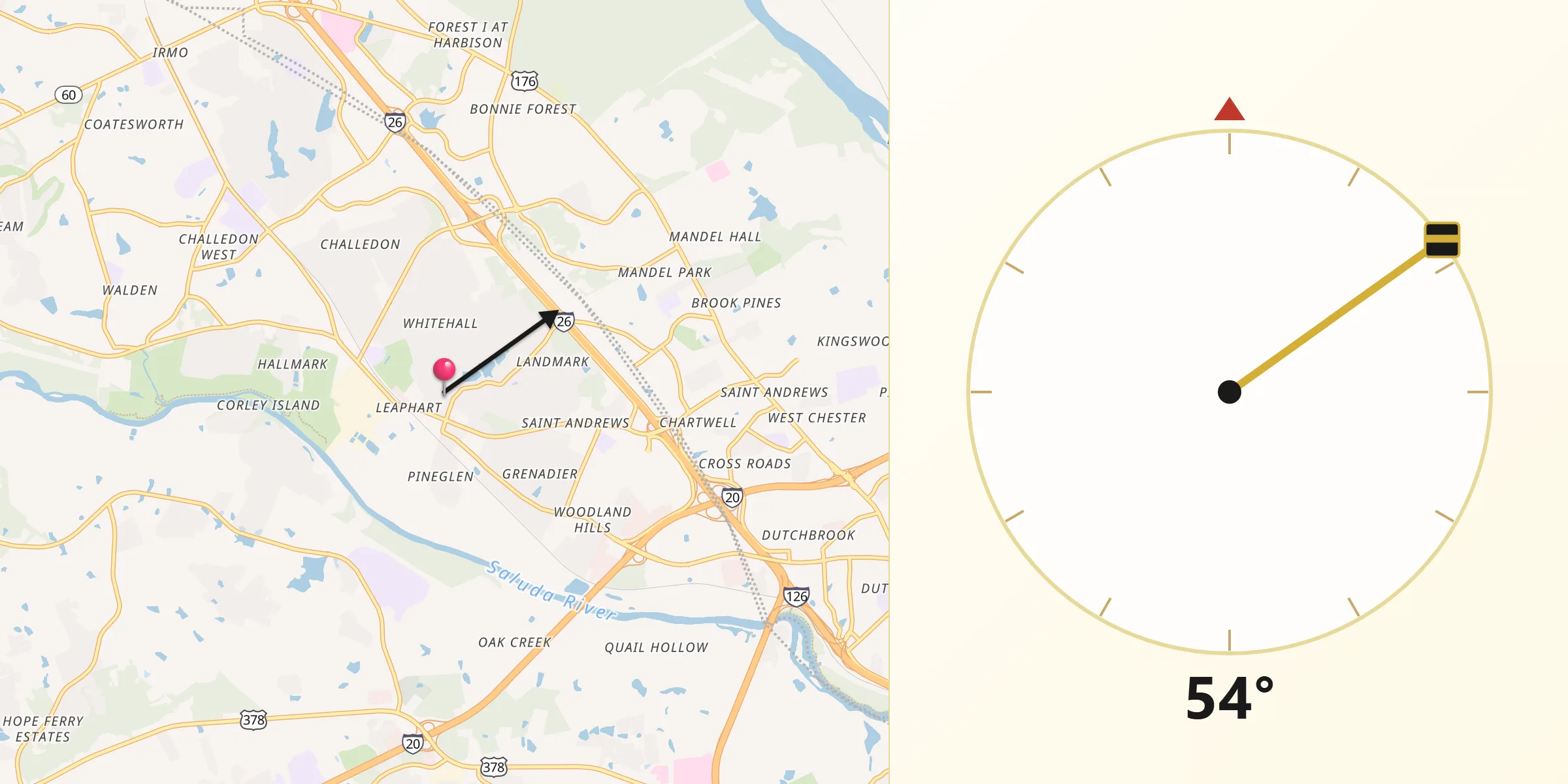 Qibla Direction from Seven Oaks