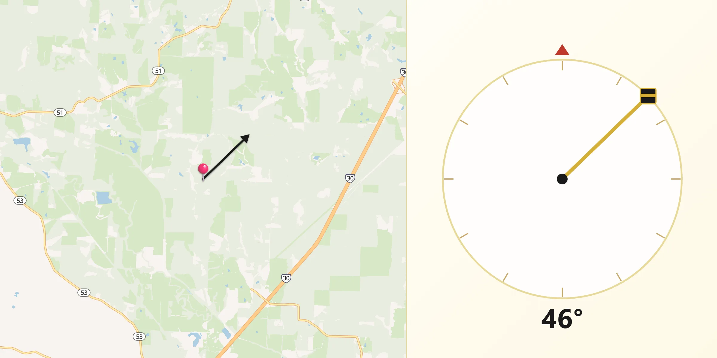 Qibla Direction from Clark County