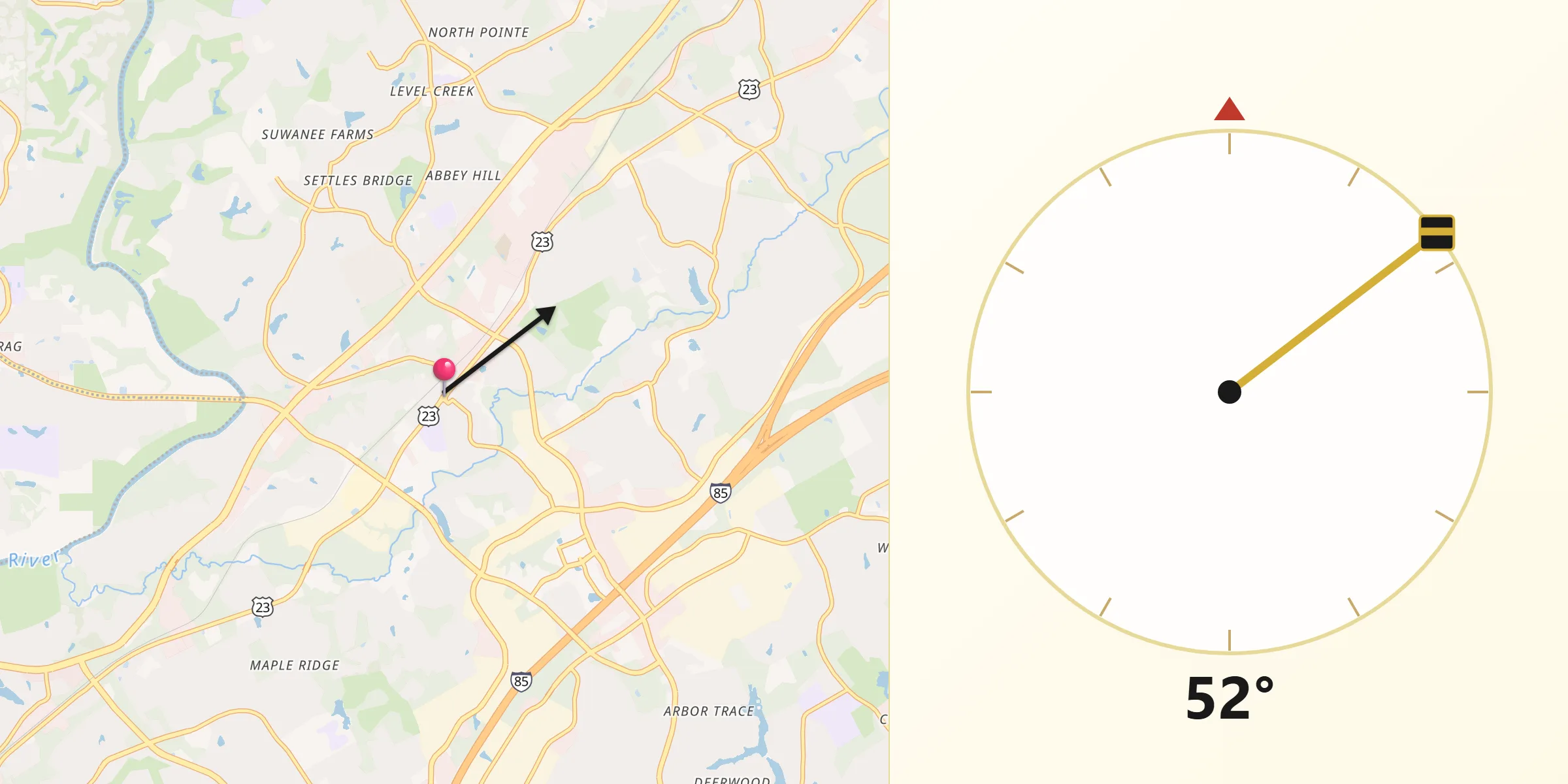 Qibla Direction from Suwanee