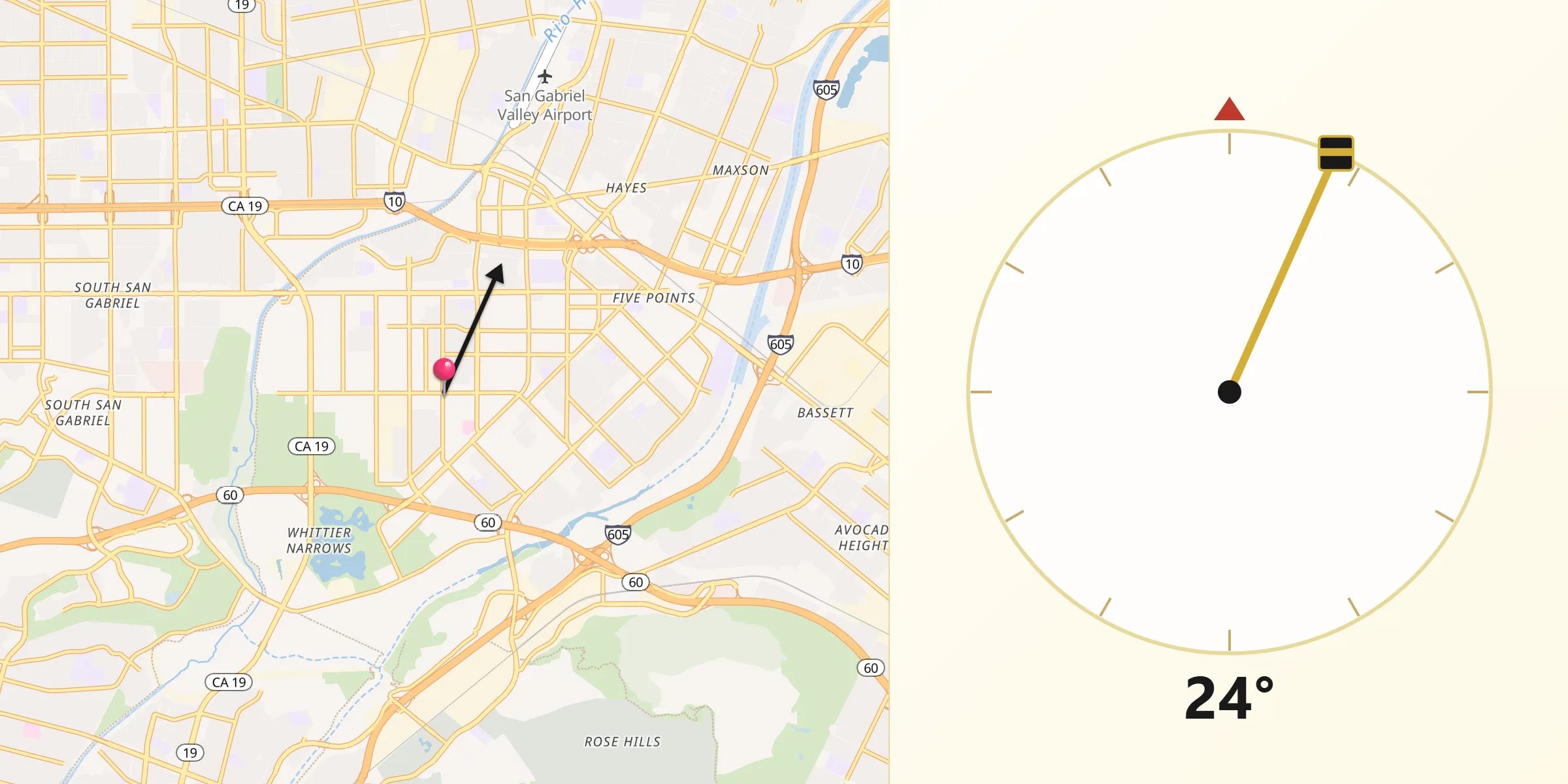 Qibla Direction from South El Monte