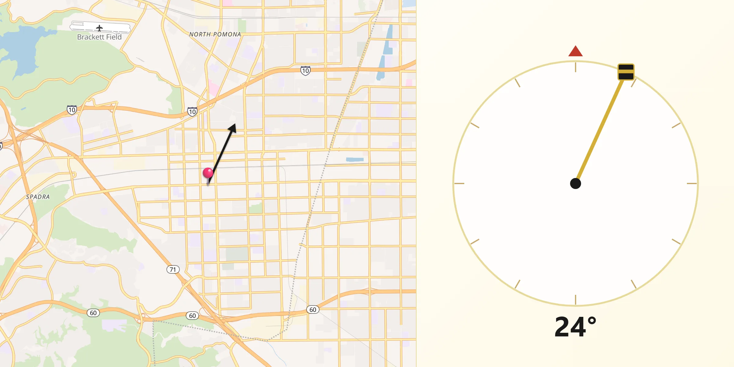 Qibla Direction from Pomona