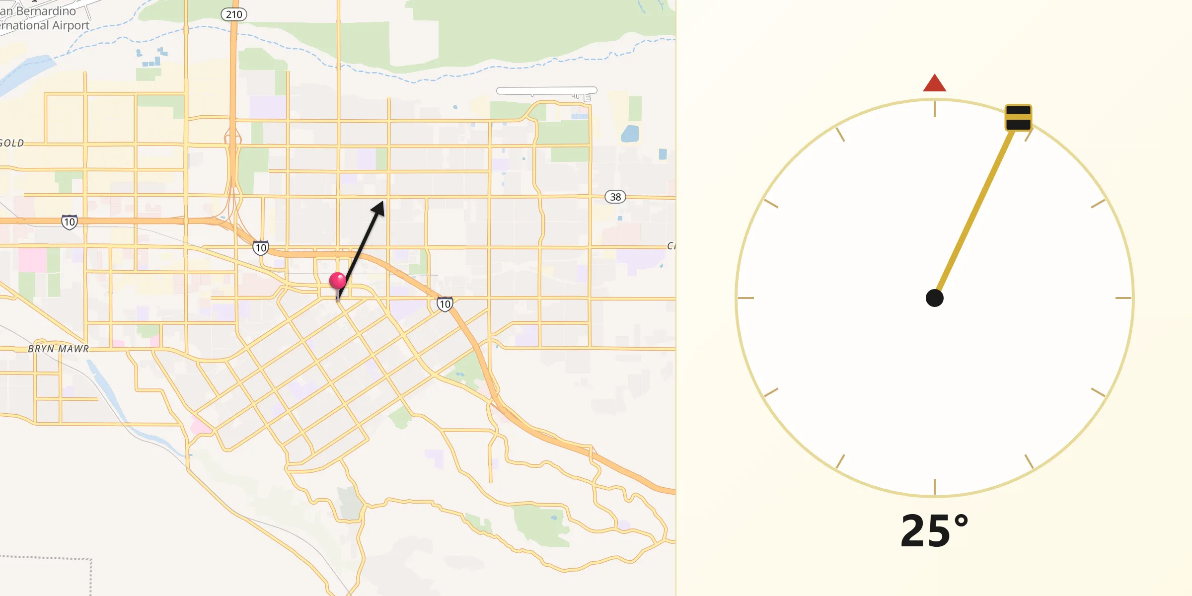 Qibla Direction from Redlands
