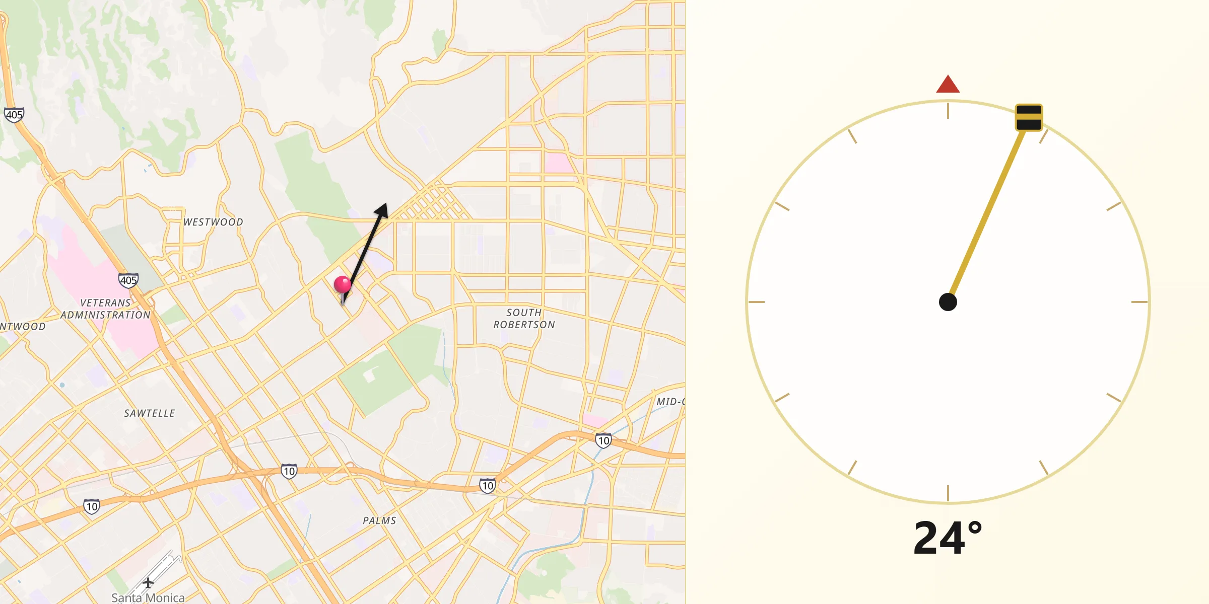 Qibla Direction from Century City