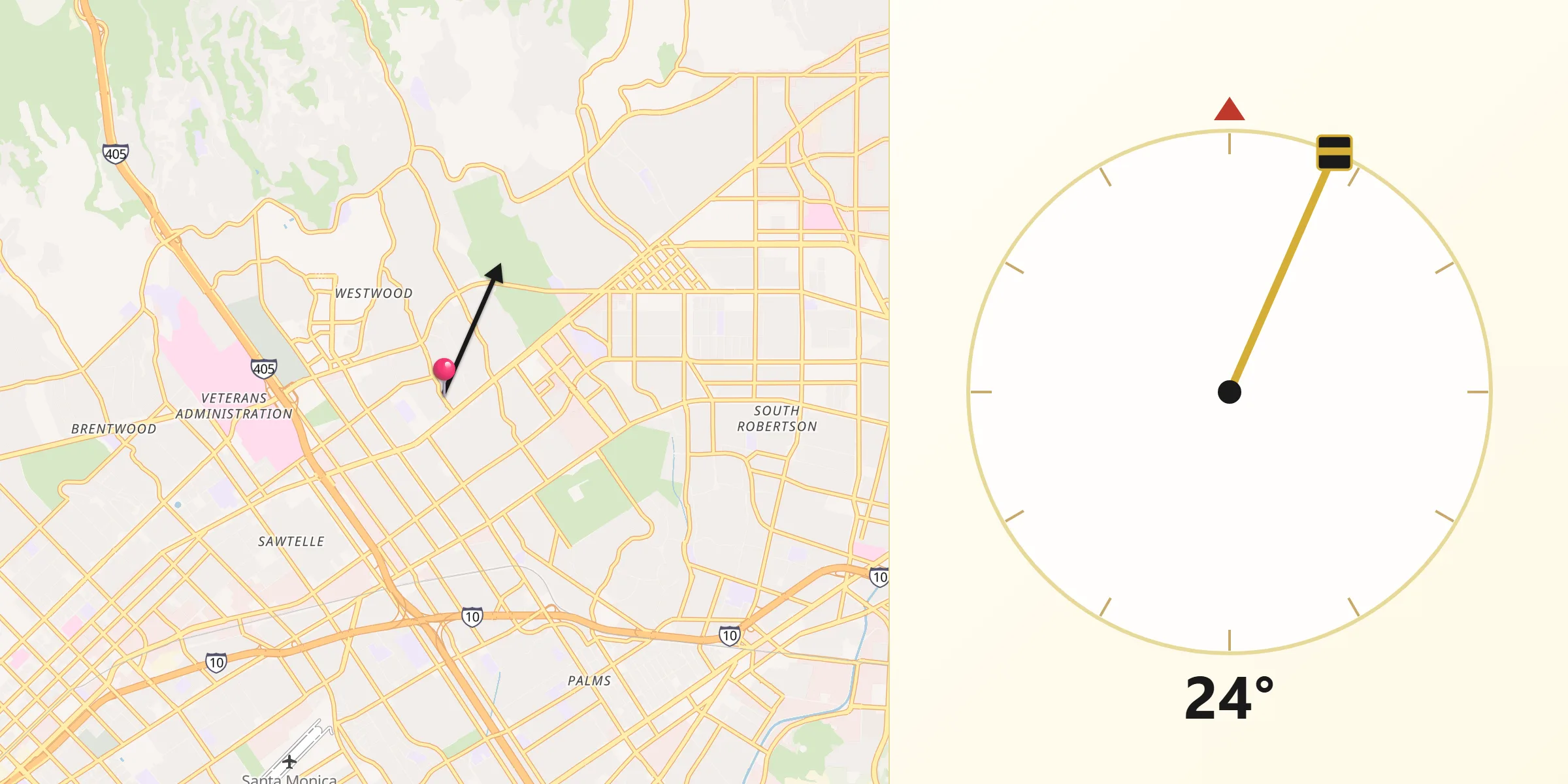 Qibla Direction from Westwood