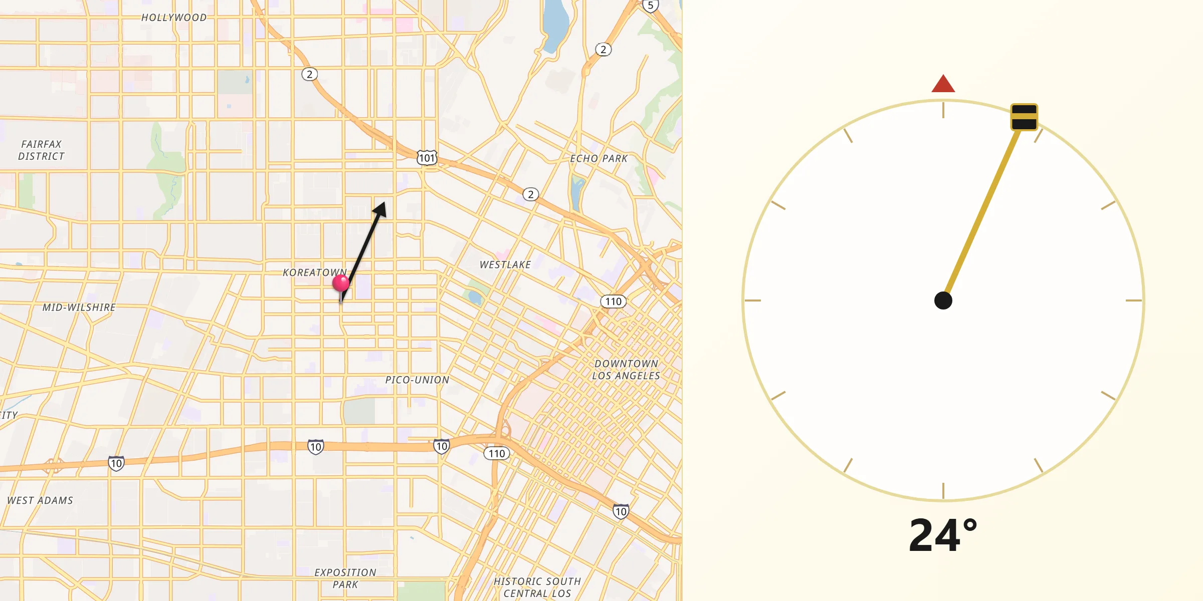 Qibla Direction from Koreatown