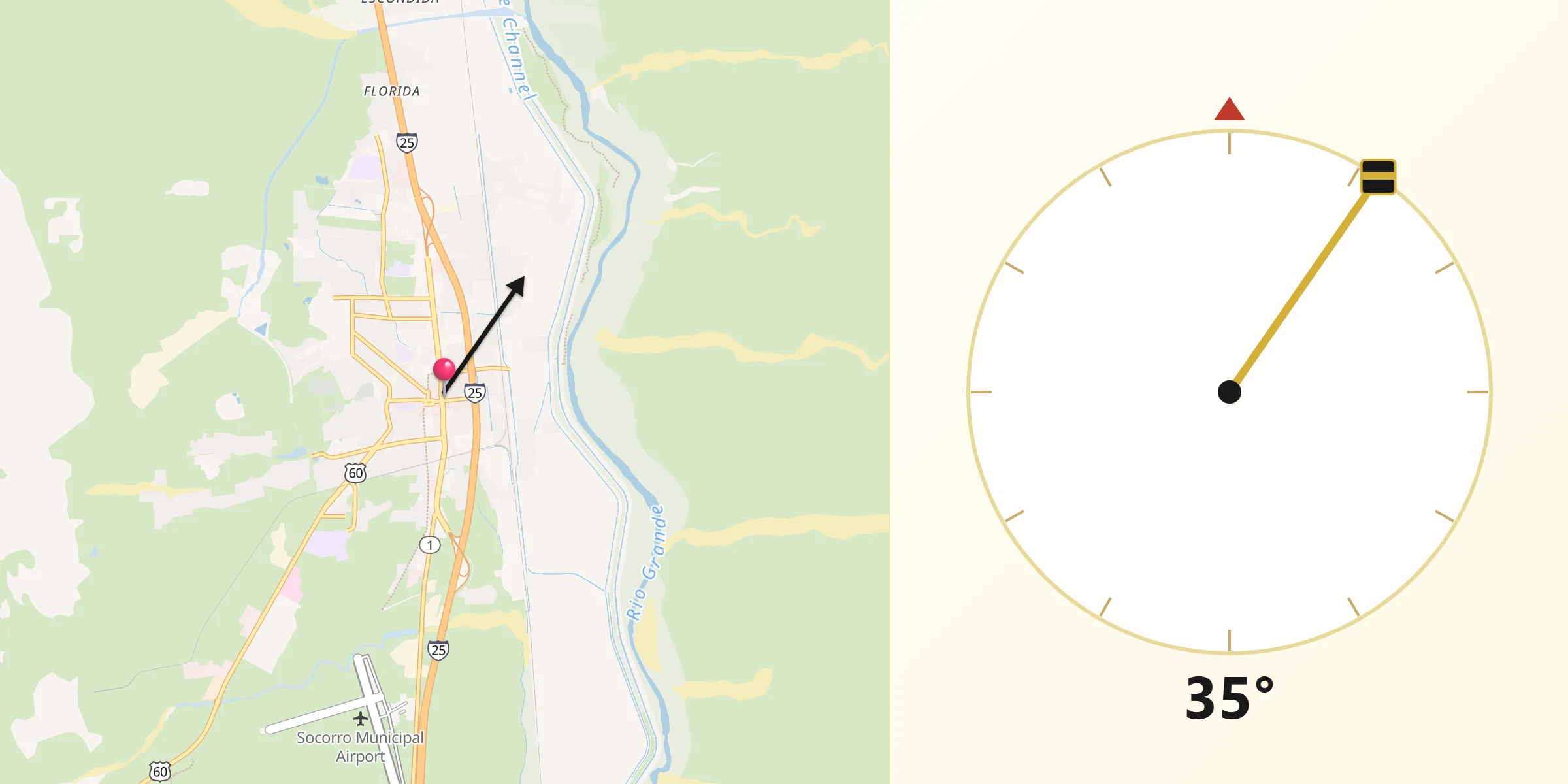 Qibla Direction from Socorro