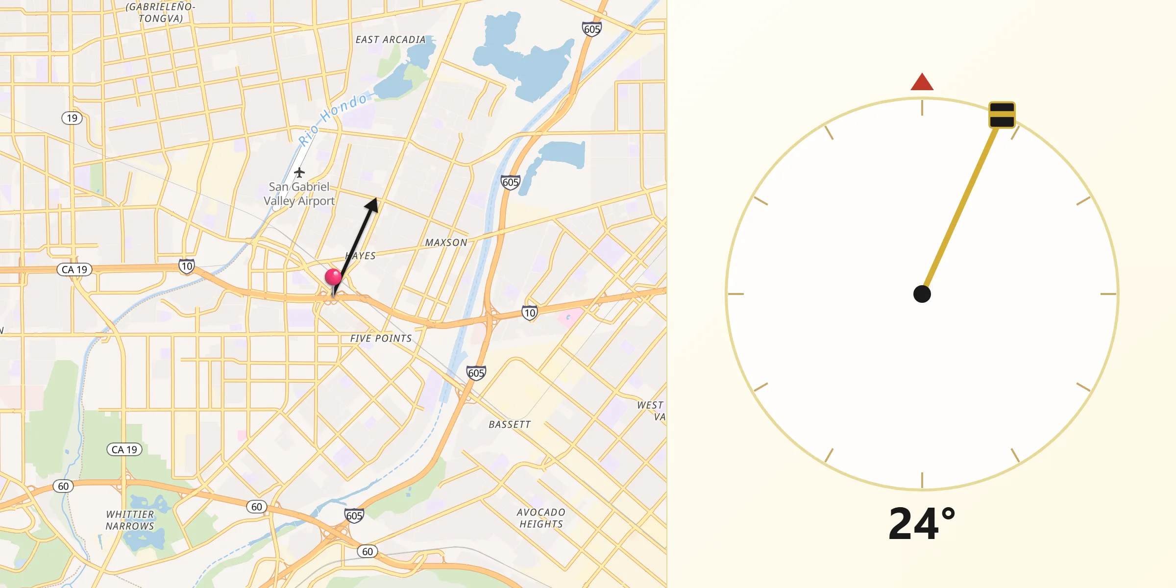 Qibla Direction from El Monte