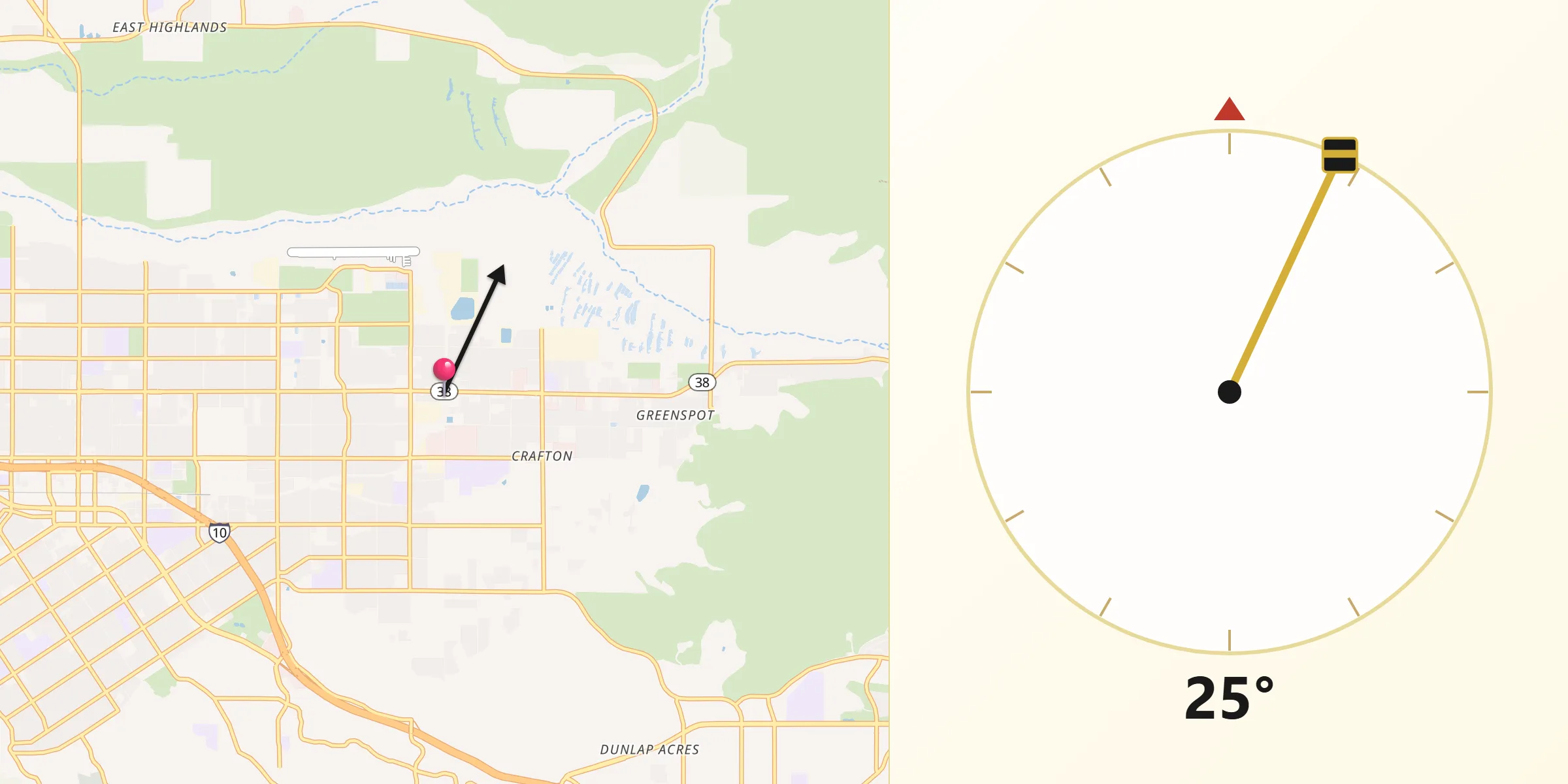 Qibla Direction from Mentone