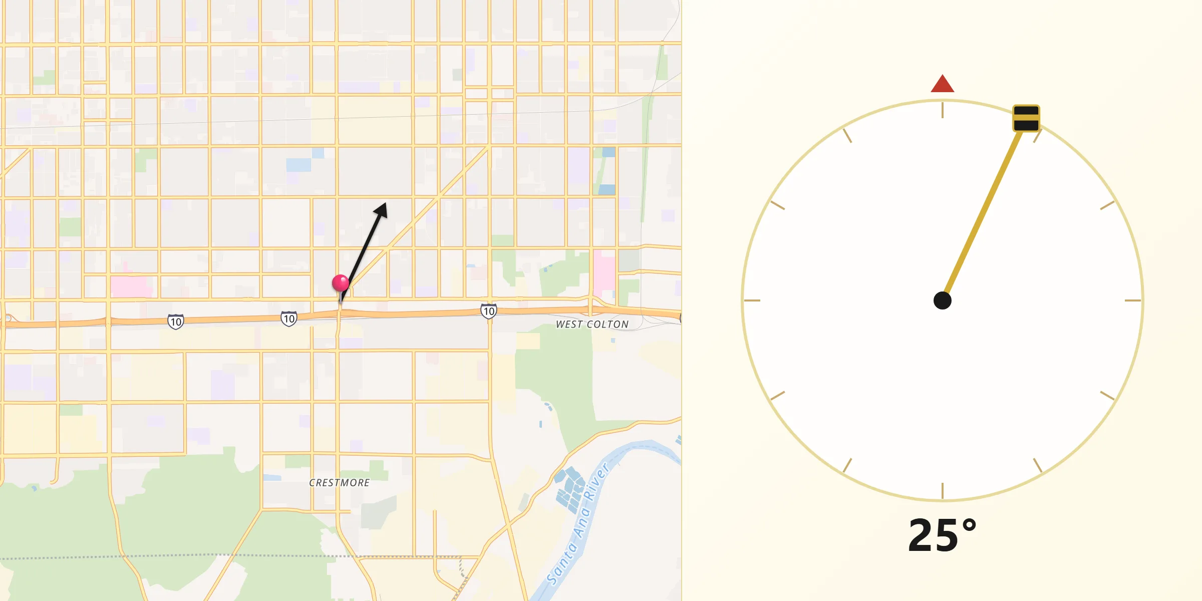 Qibla Direction from Bloomington
