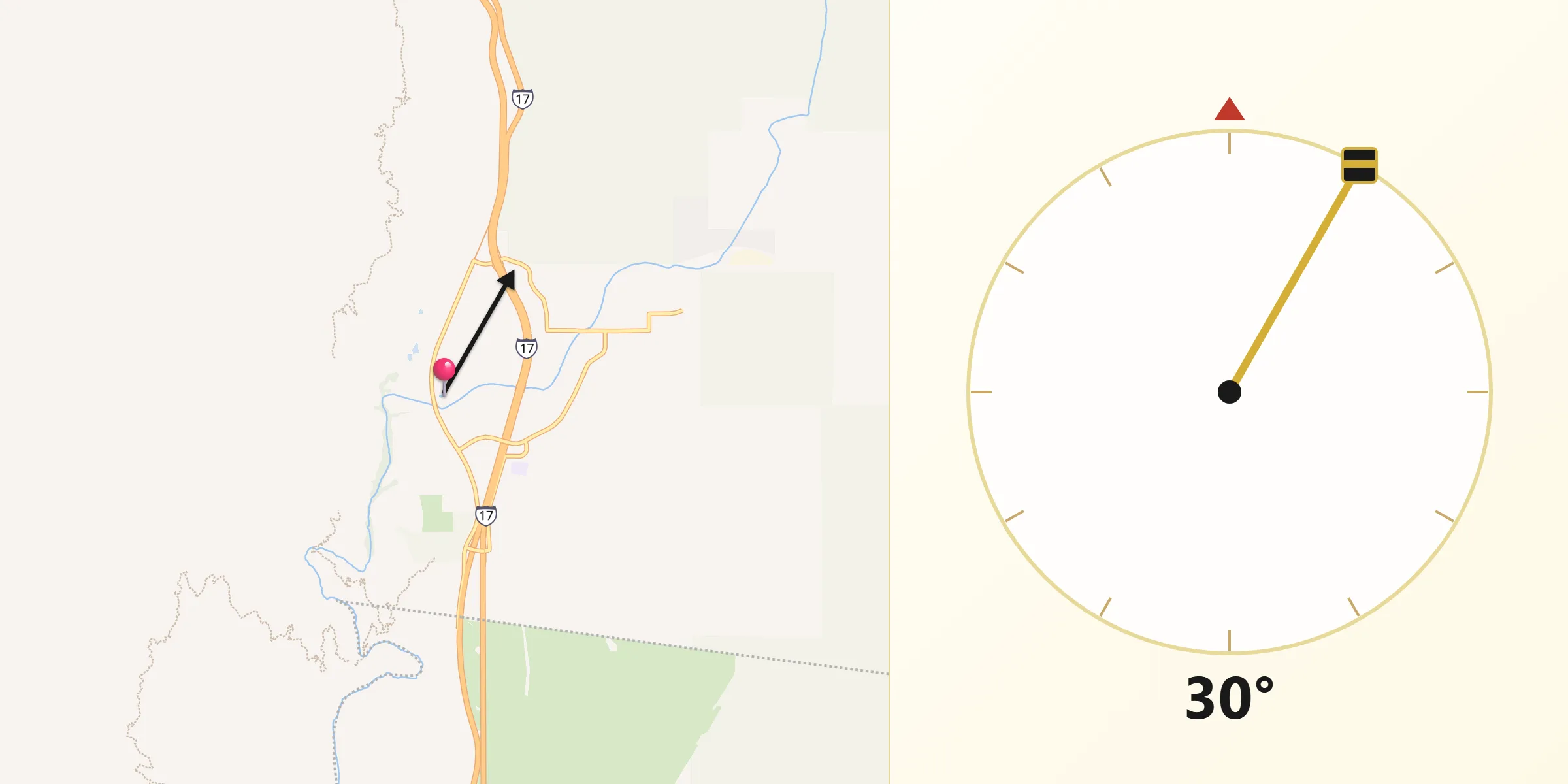 Qibla Direction from Black Canyon City