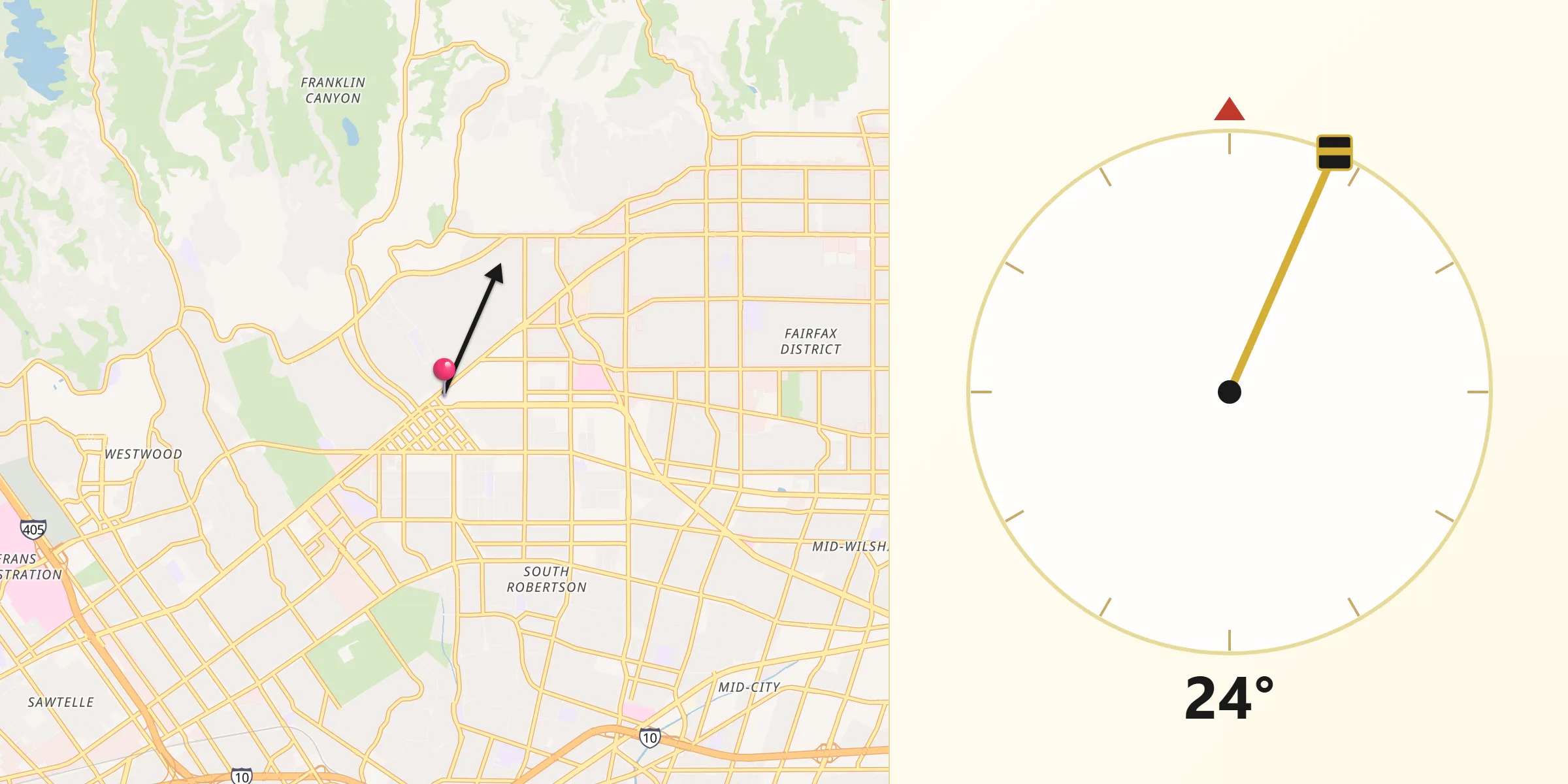 Qibla Direction from Beverly Hills