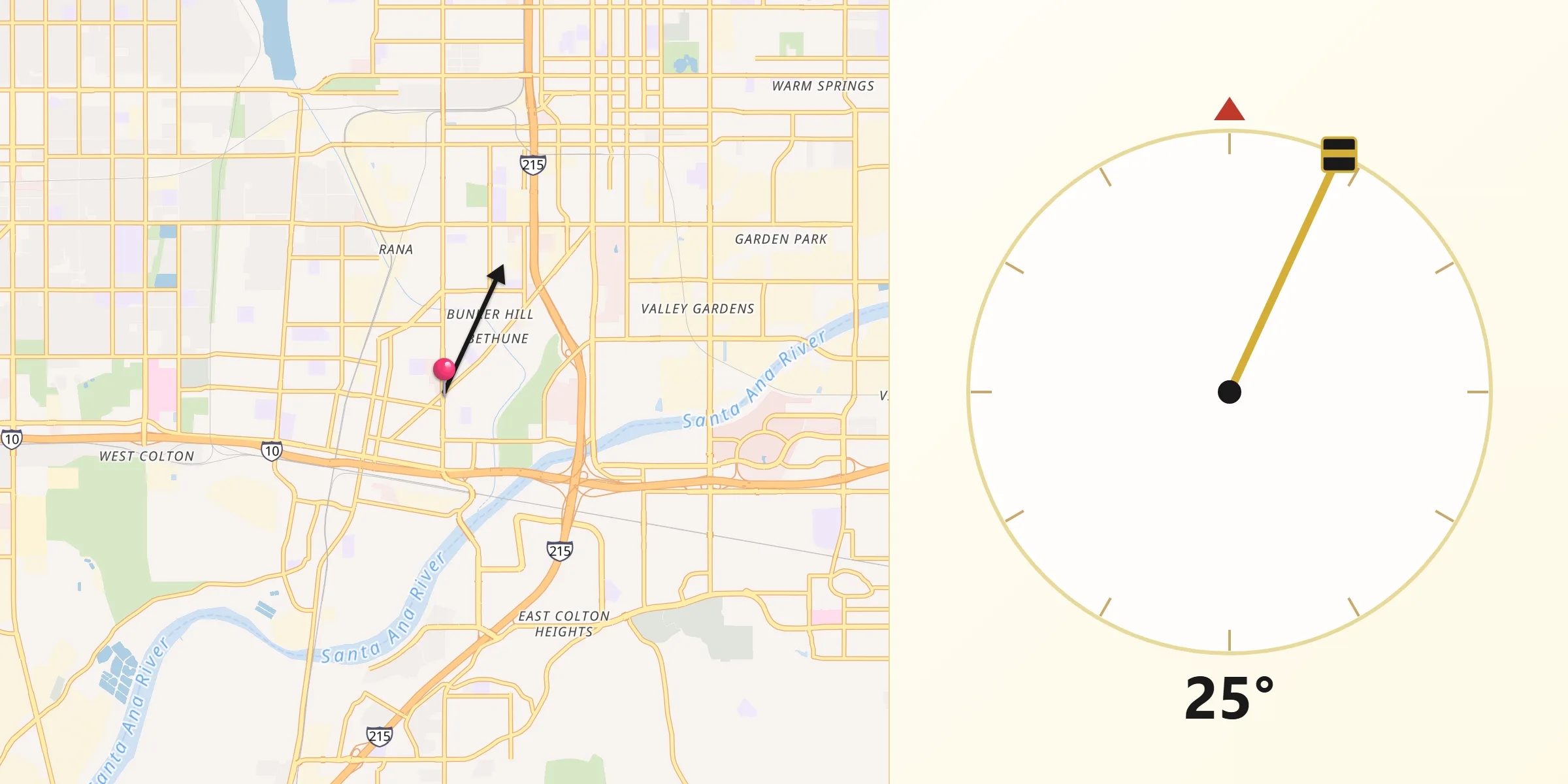 Qibla Direction from Colton