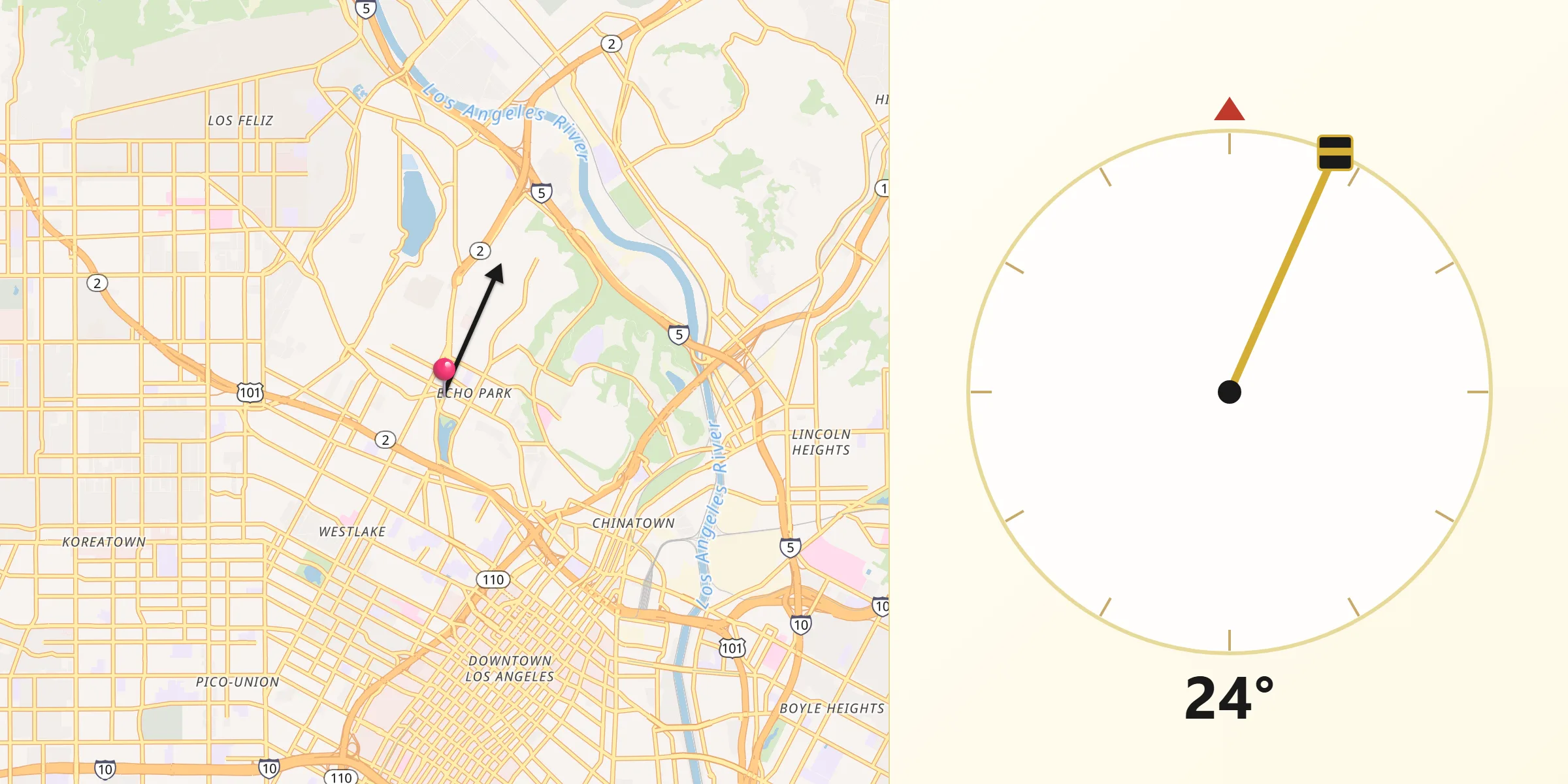 Qibla Direction from Echo Park