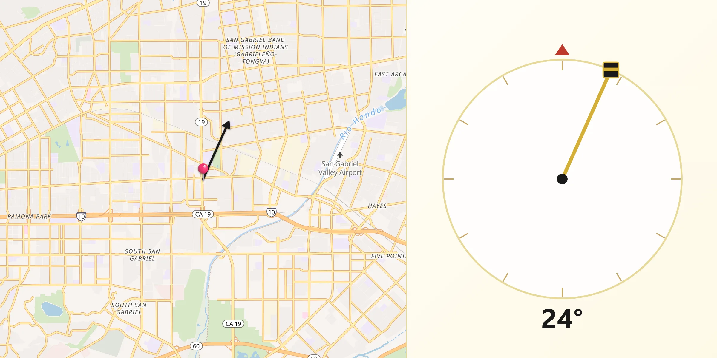 Qibla Direction from Rosemead