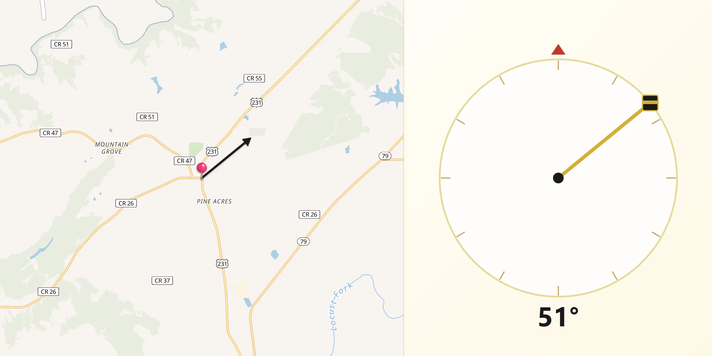 Qibla Direction from Blountsville