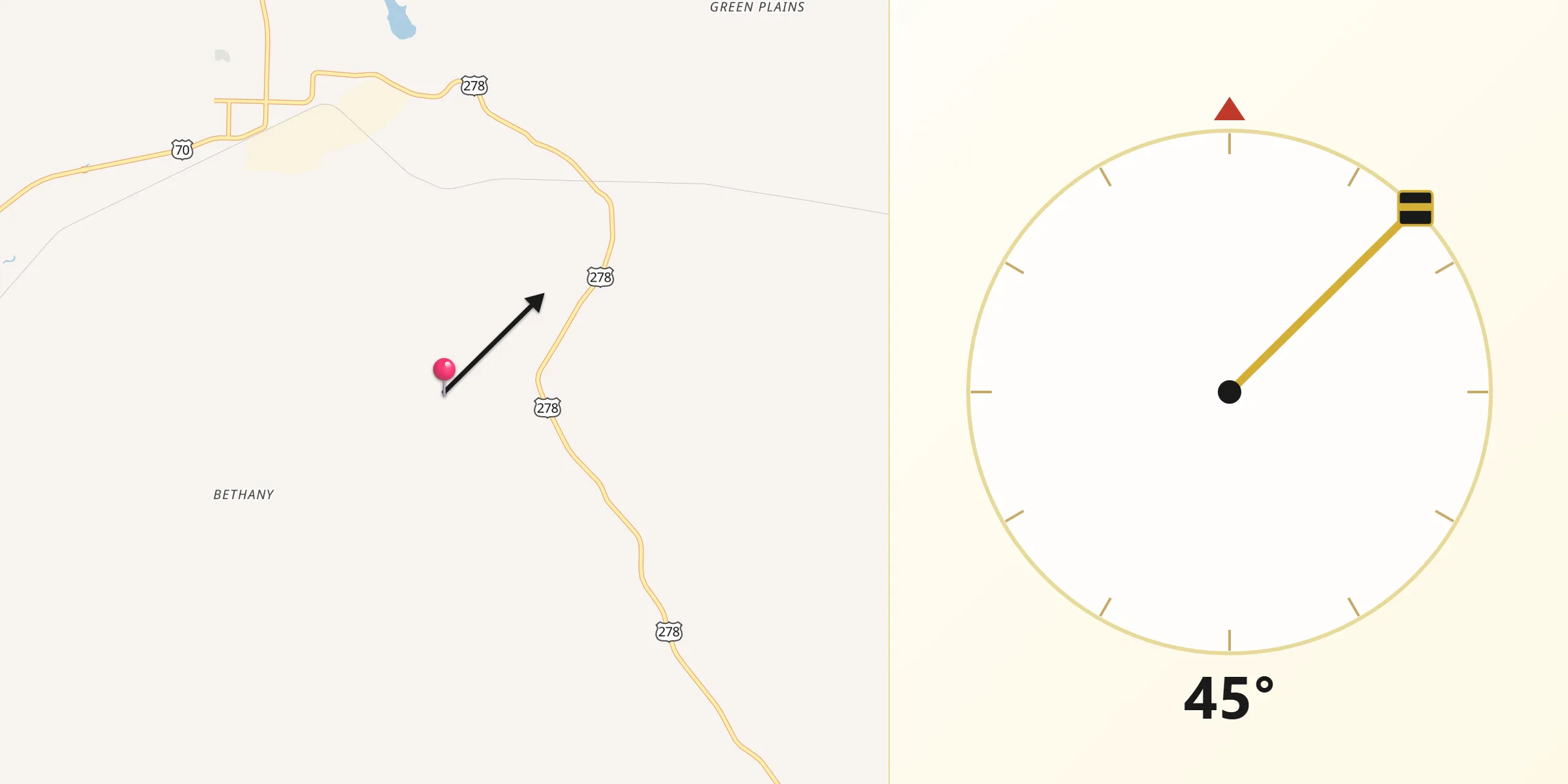 Qibla Direction from Howard