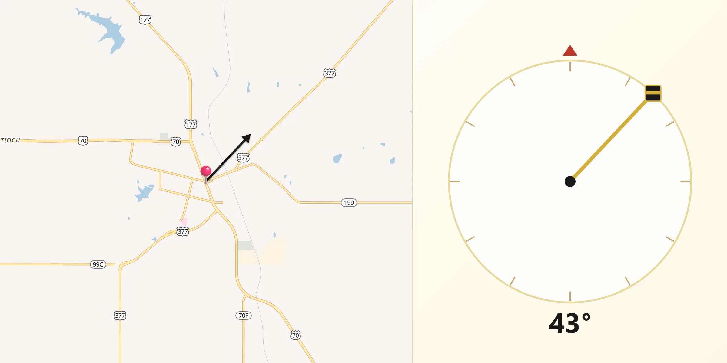 Qibla Direction from Madill