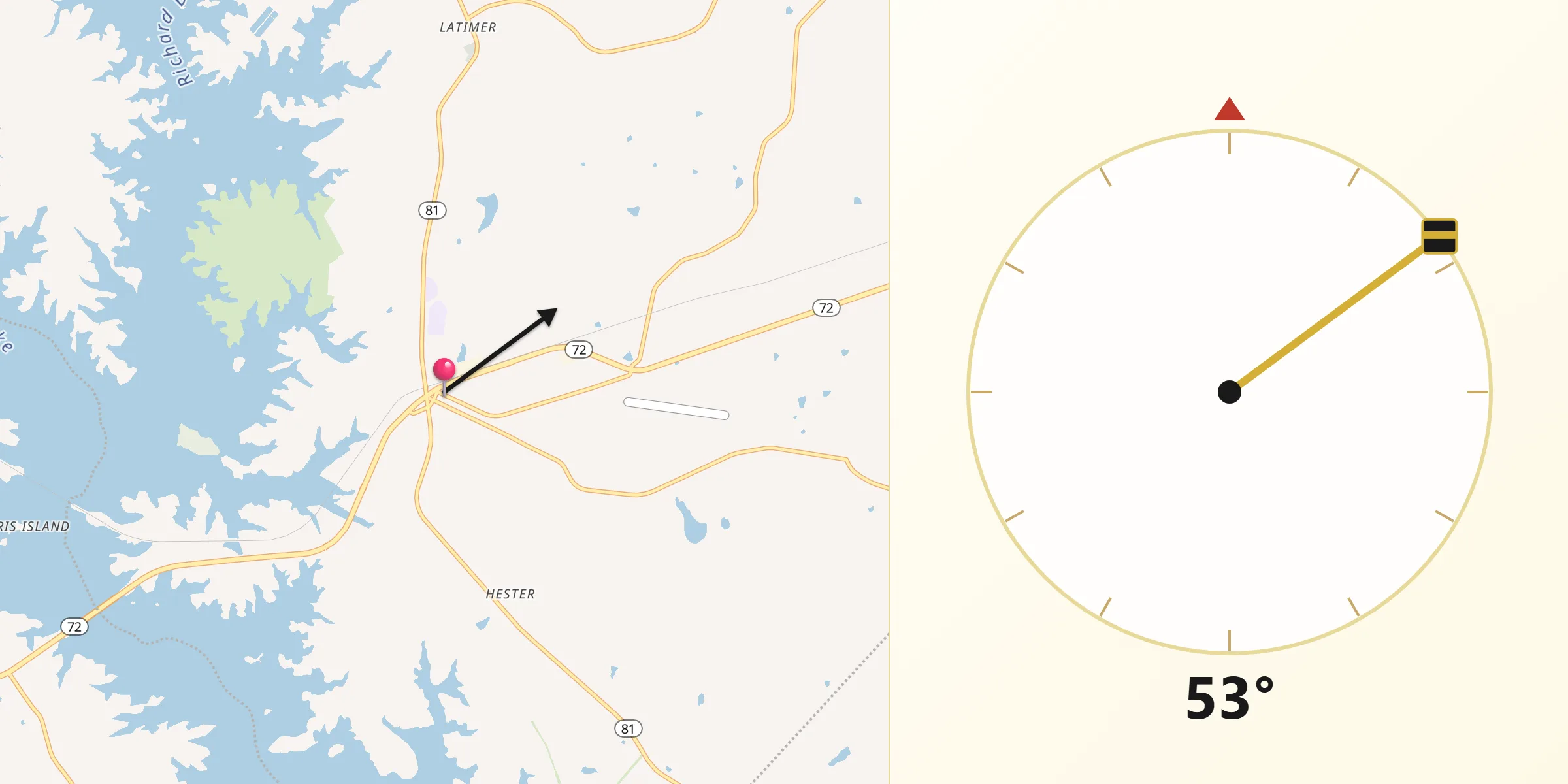 Qibla Direction from Calhoun Falls