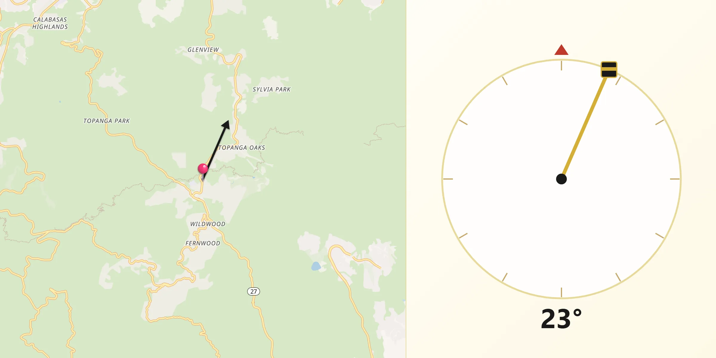 Qibla Direction from Topanga