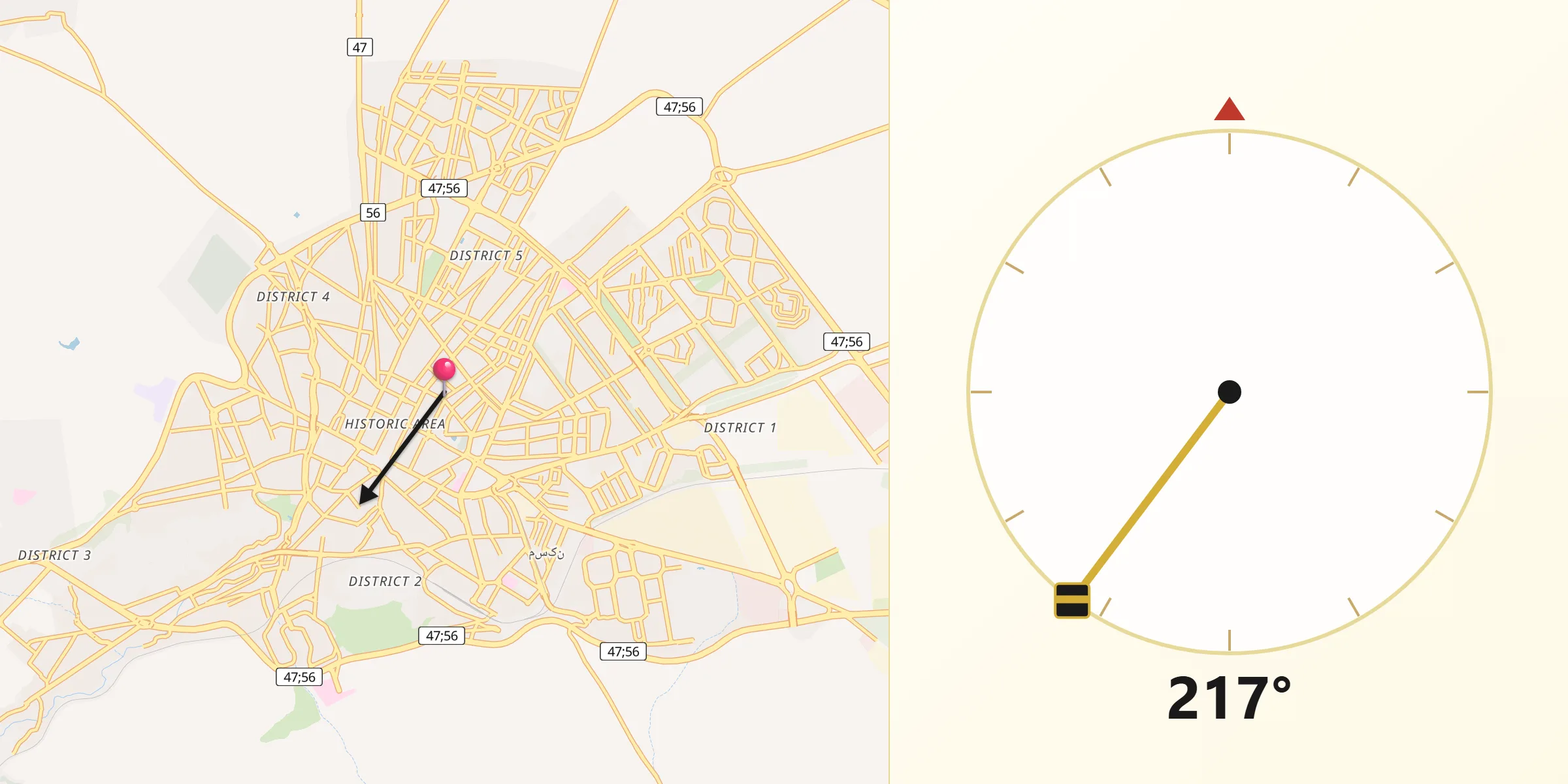 اتجاه القبلة من أراك