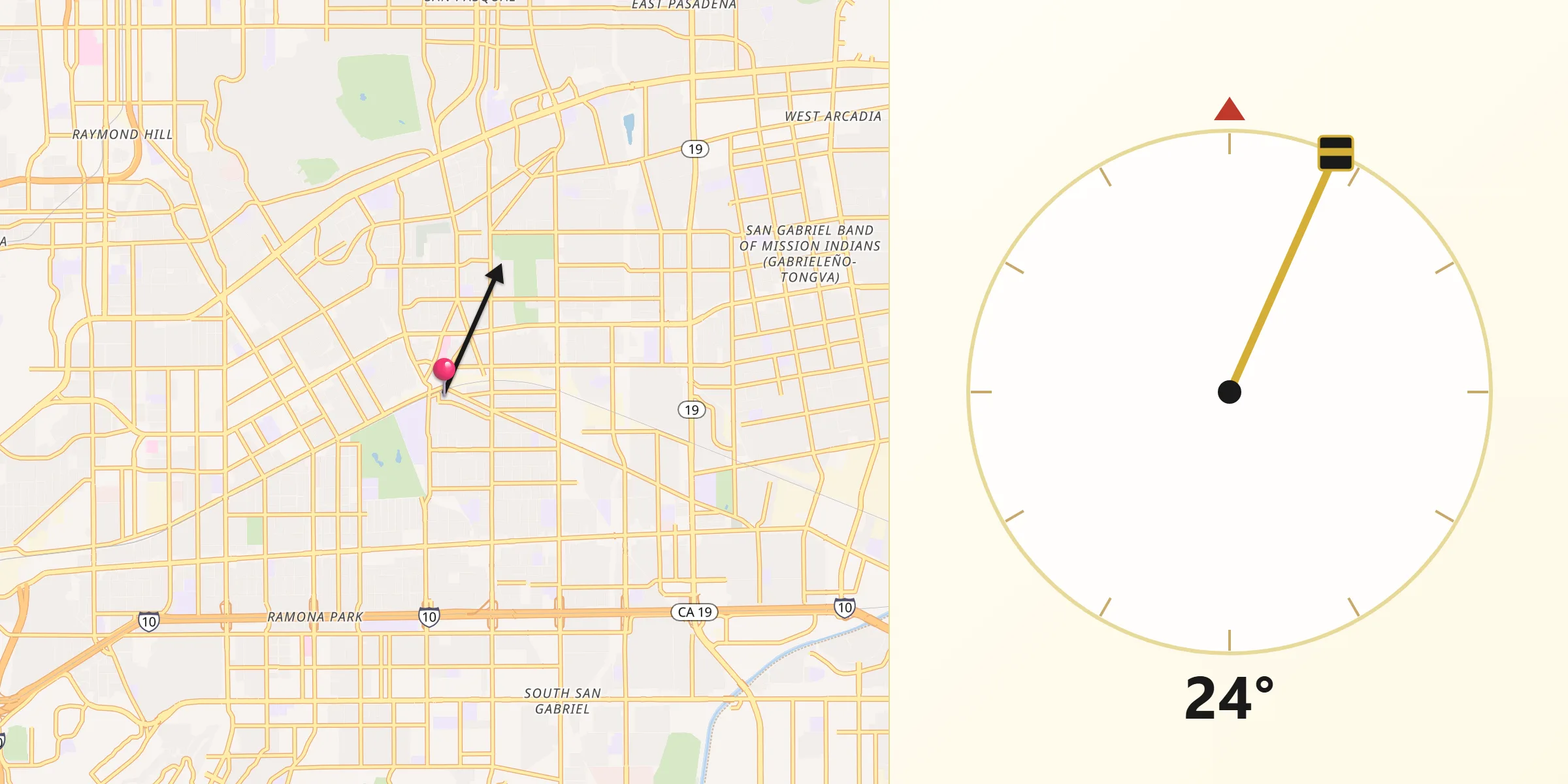 Qibla Direction from San Gabriel