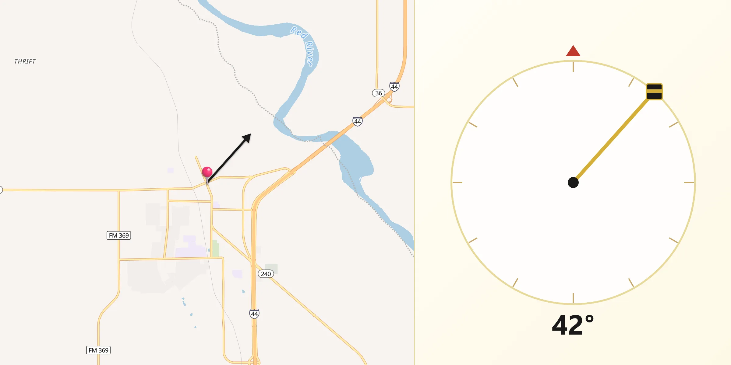 Qibla Direction from Burkburnett