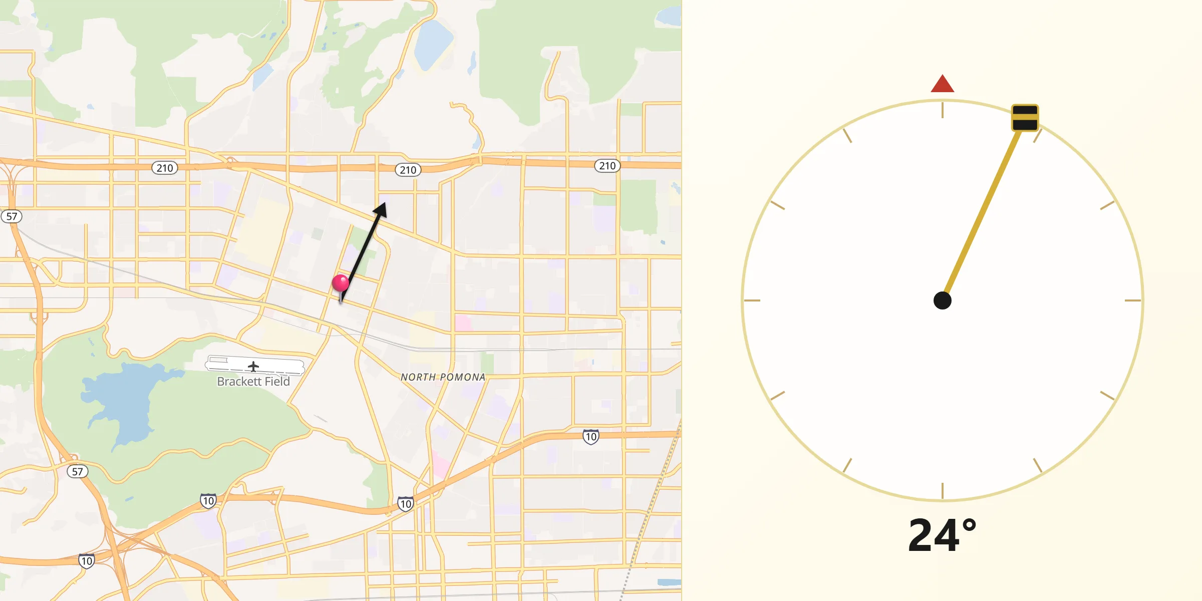 Qibla Direction from La Verne
