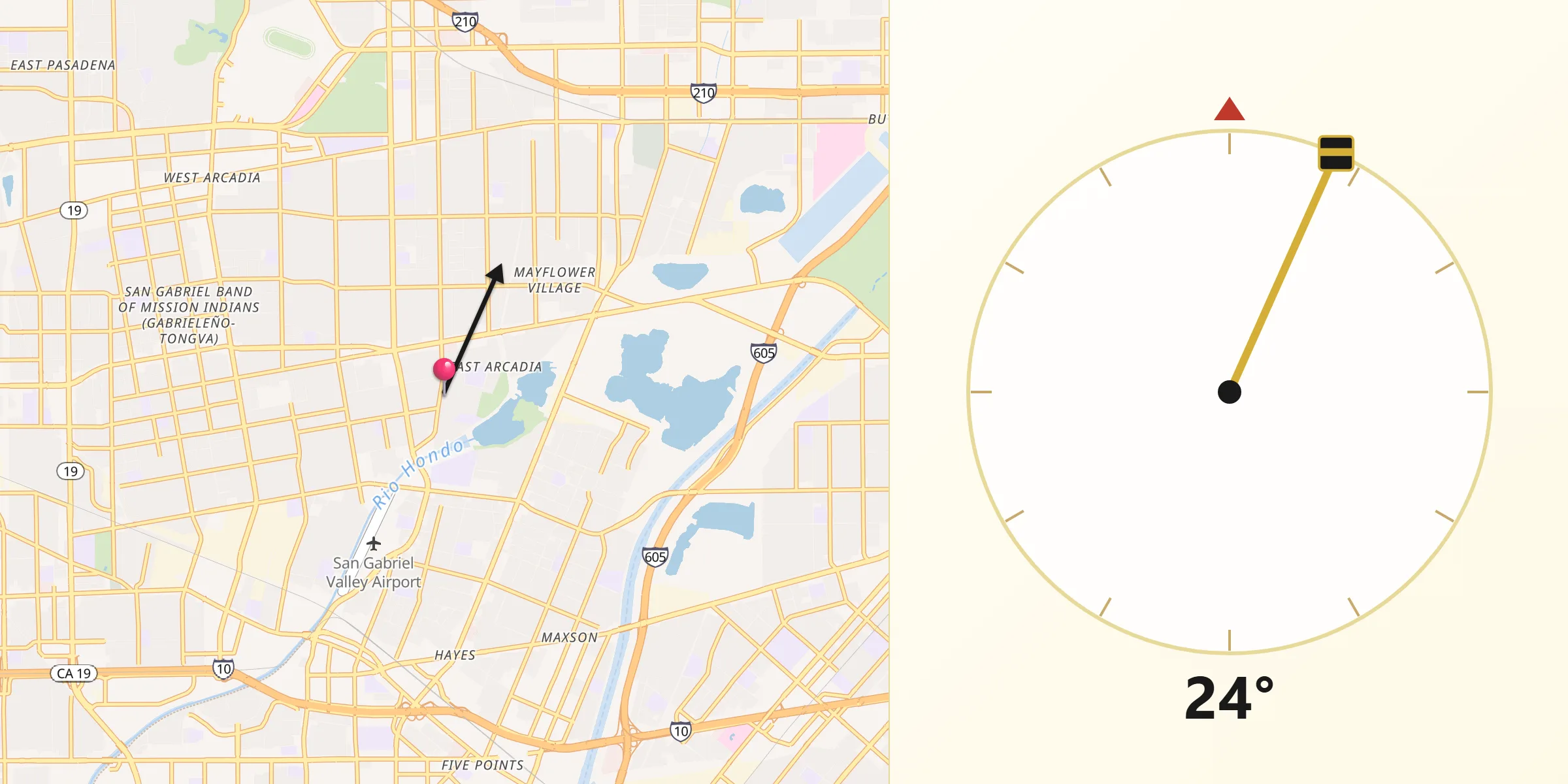 Qibla Direction from North El Monte