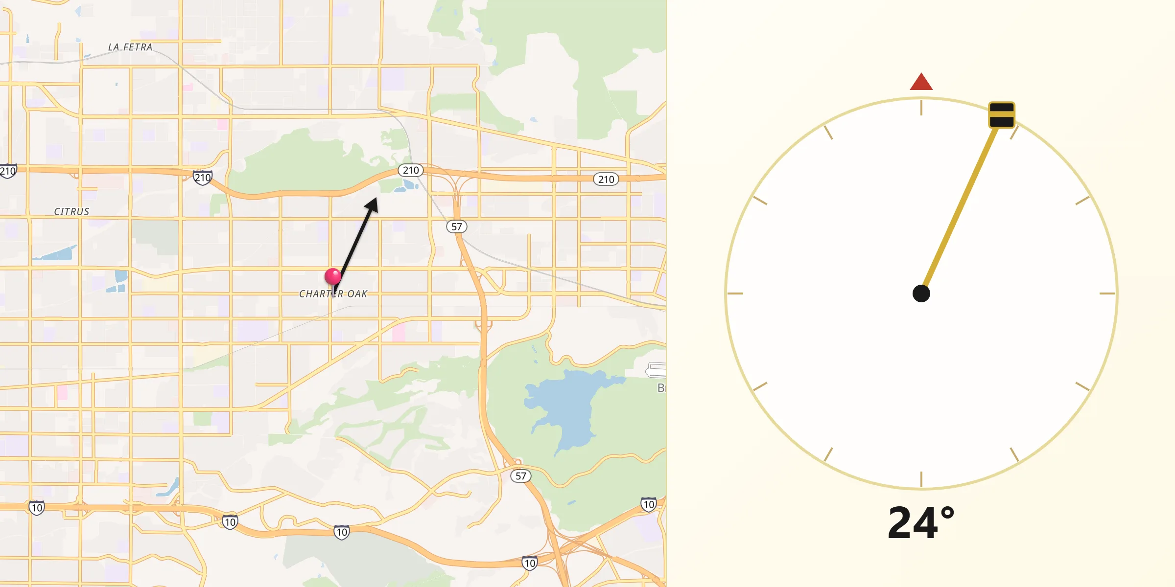 Qibla Direction from Charter Oak