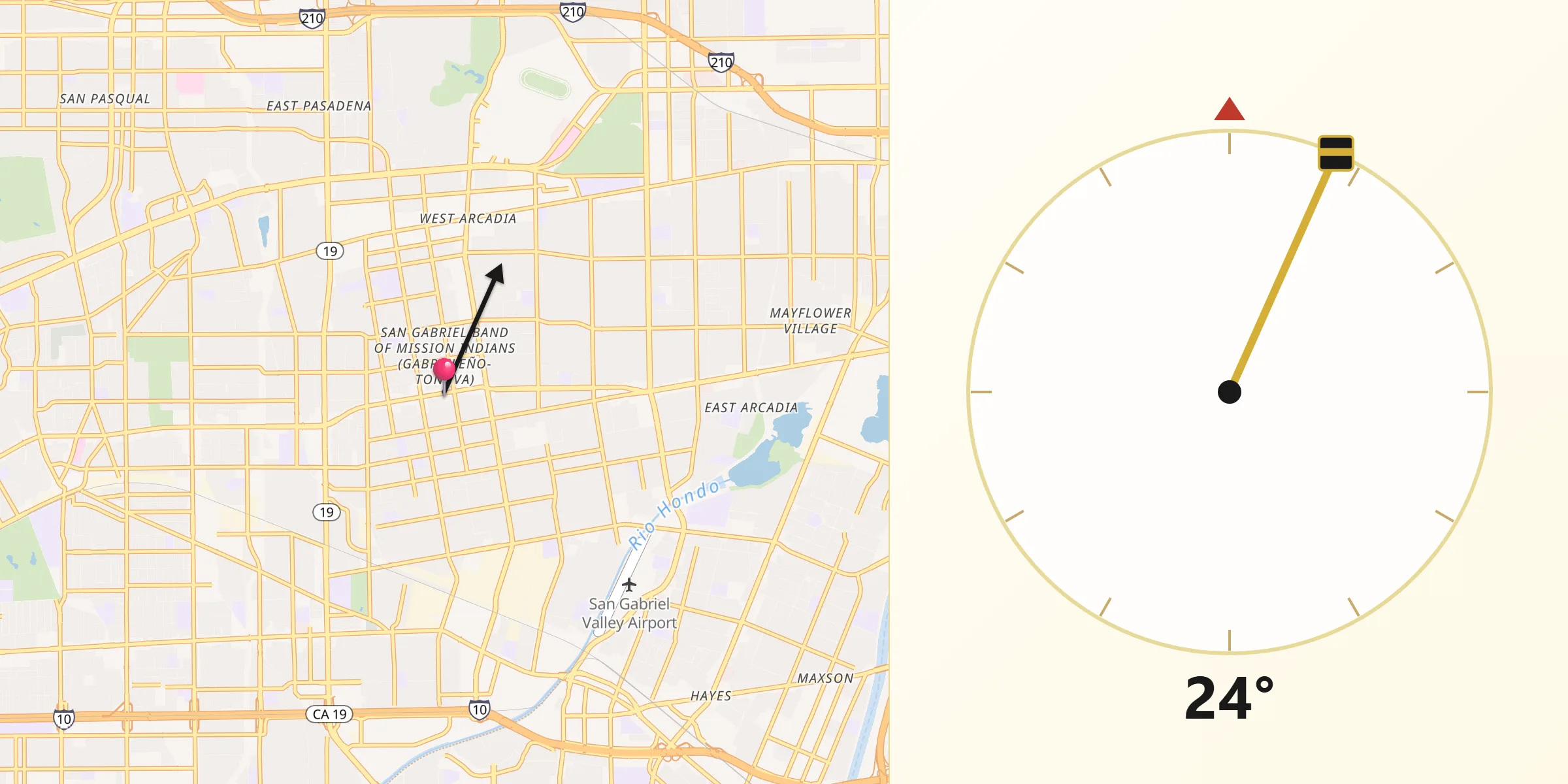 Qibla Direction from Temple City