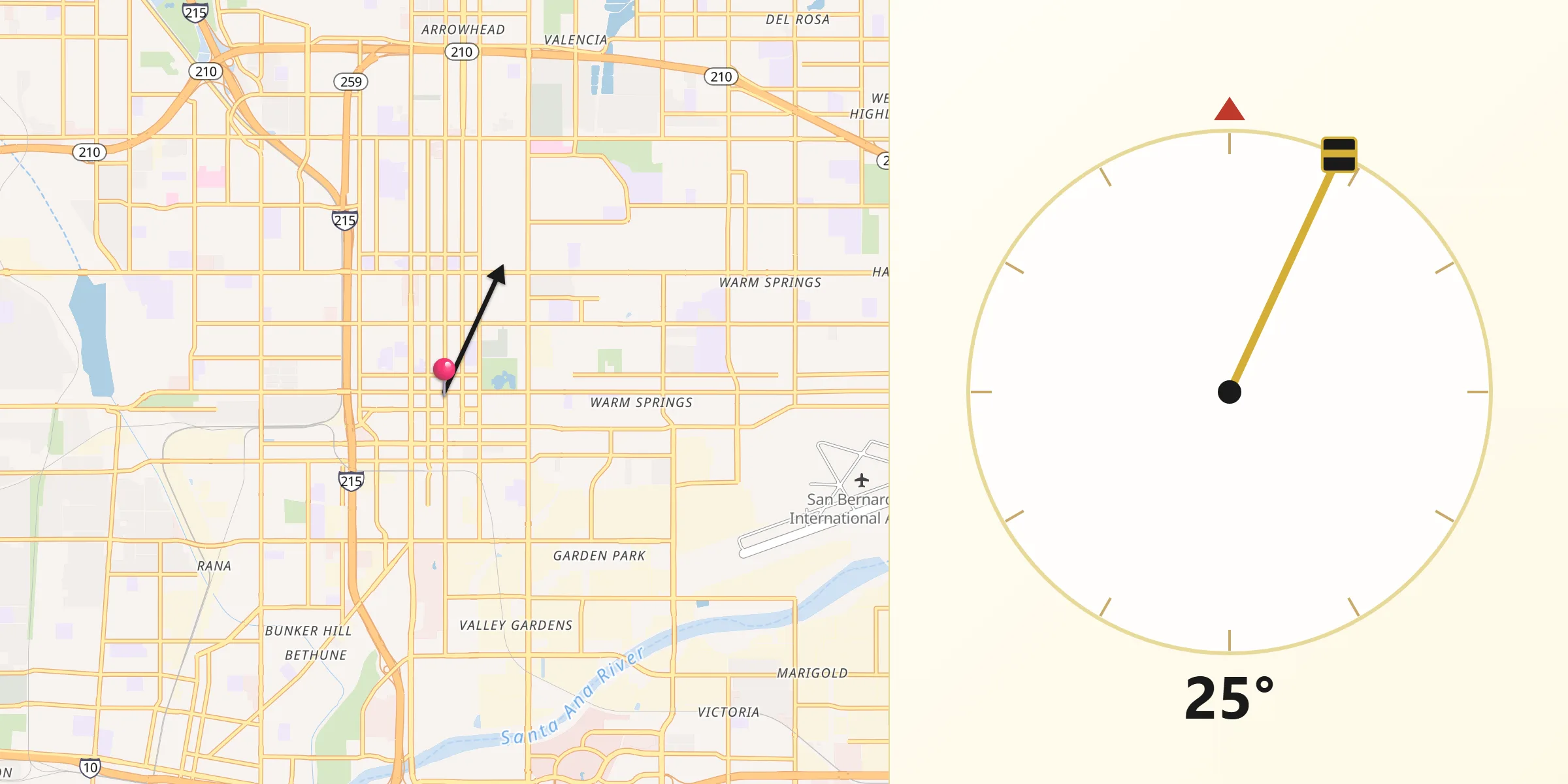 Direzione della Qibla da San Bernardino