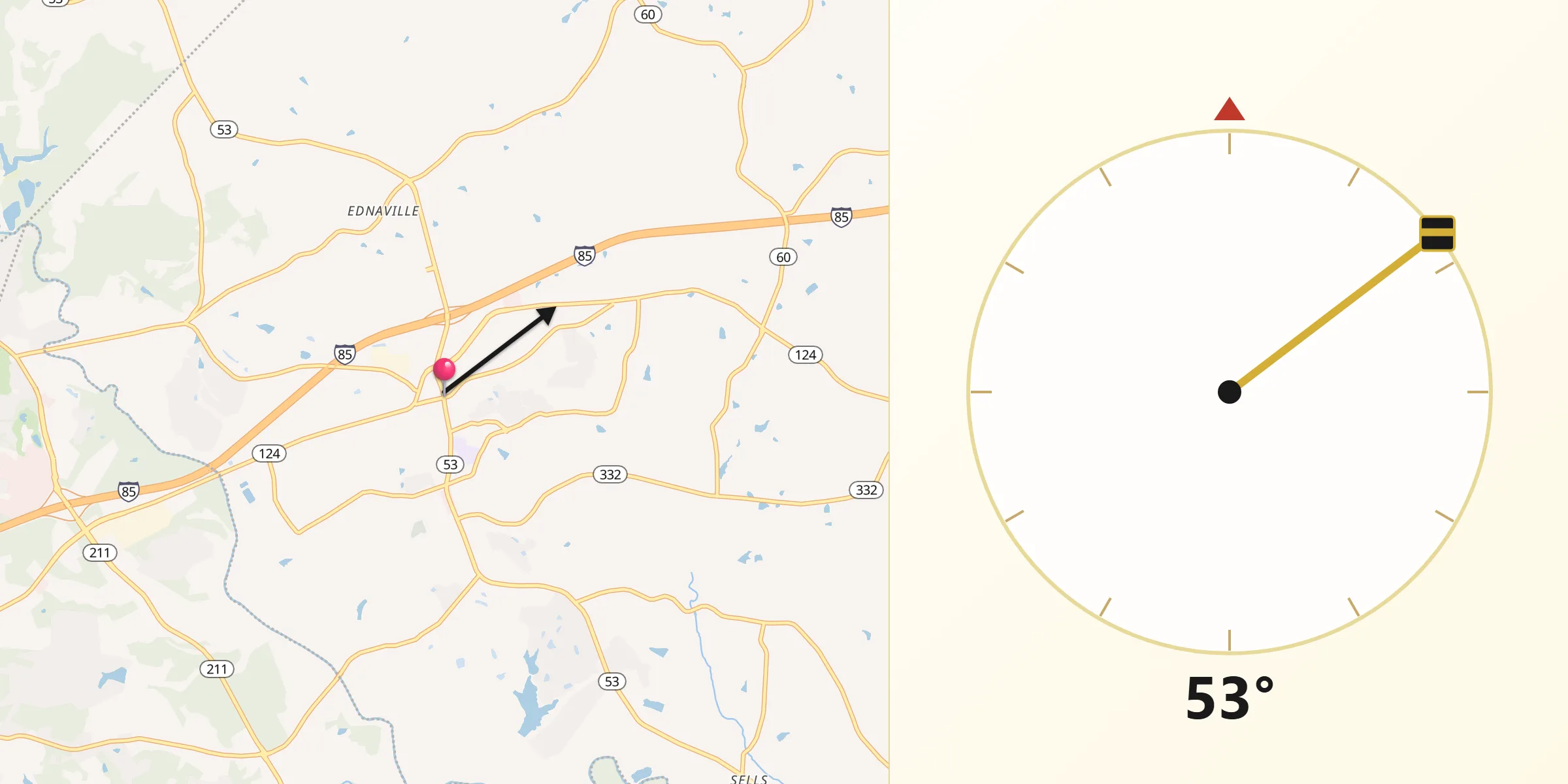 Qibla Direction from Braselton